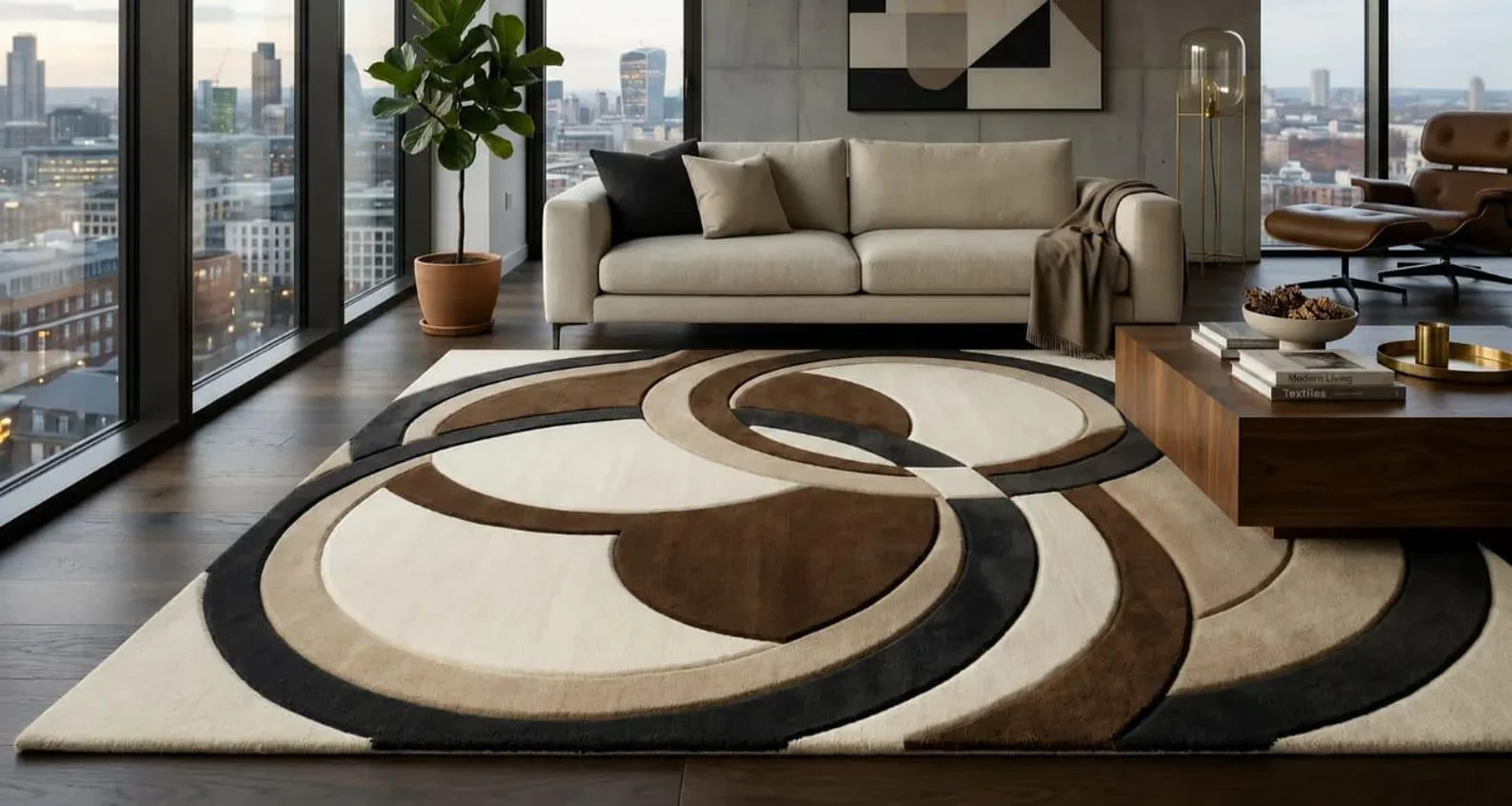Modern Geometric Wool Rug 10×14 | Hand-Tufted New Zealand, Contemporary Carpet