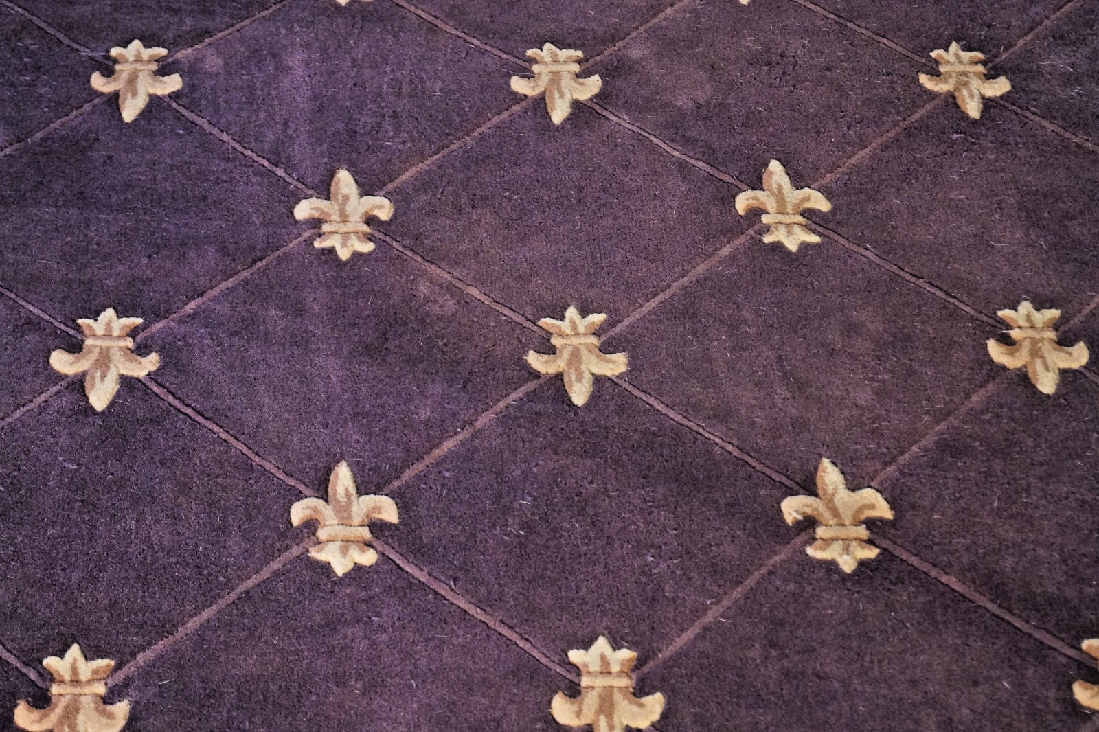 KAS Jewel PURPLE Grape Fleur-de-Lis WOOL Rug 5.3×8.3 #0312 VGC