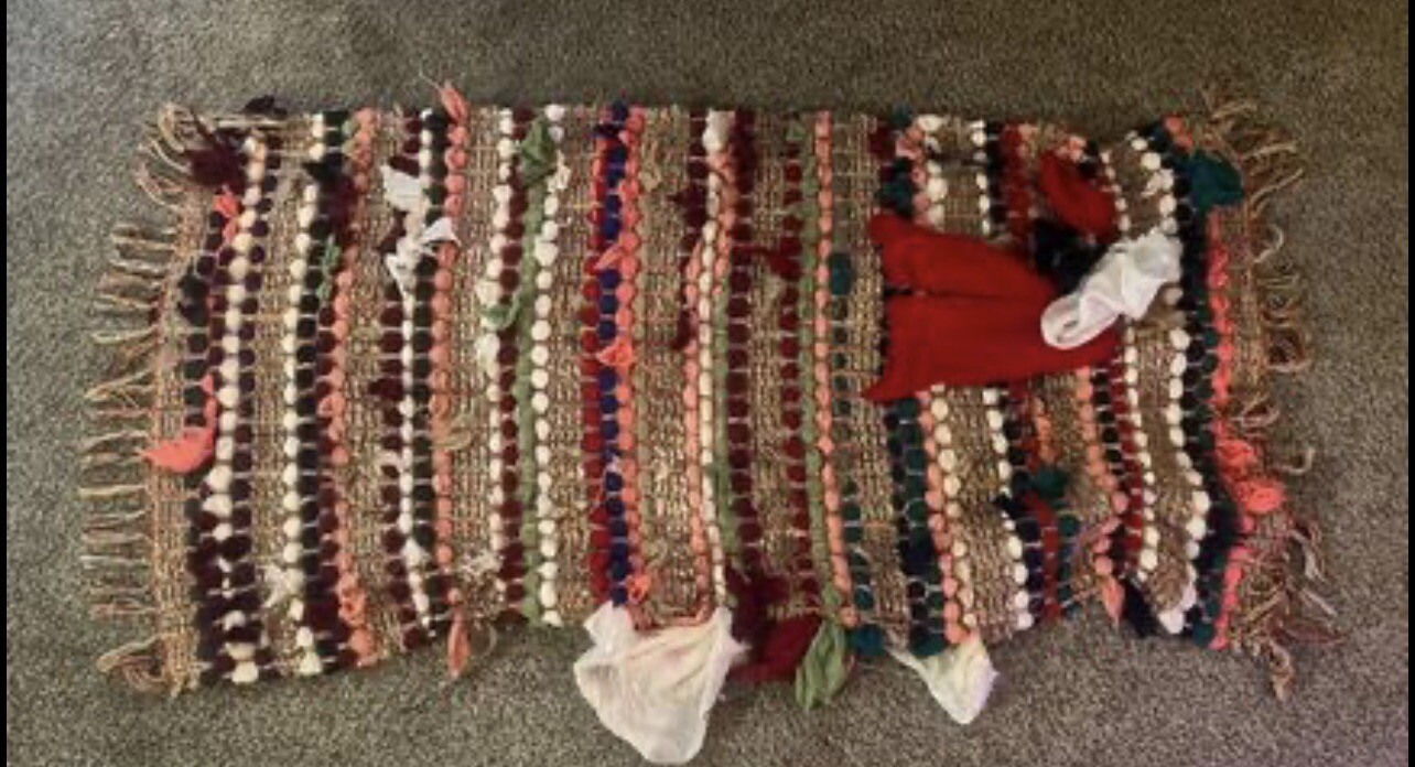 boho knit rug 58 in long, 30 in wide