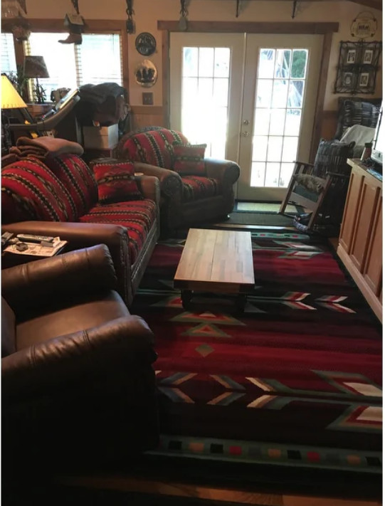 Southwestern Geometric Area Rug 8×11 Country Lodge Log Cabin Living Dining Room