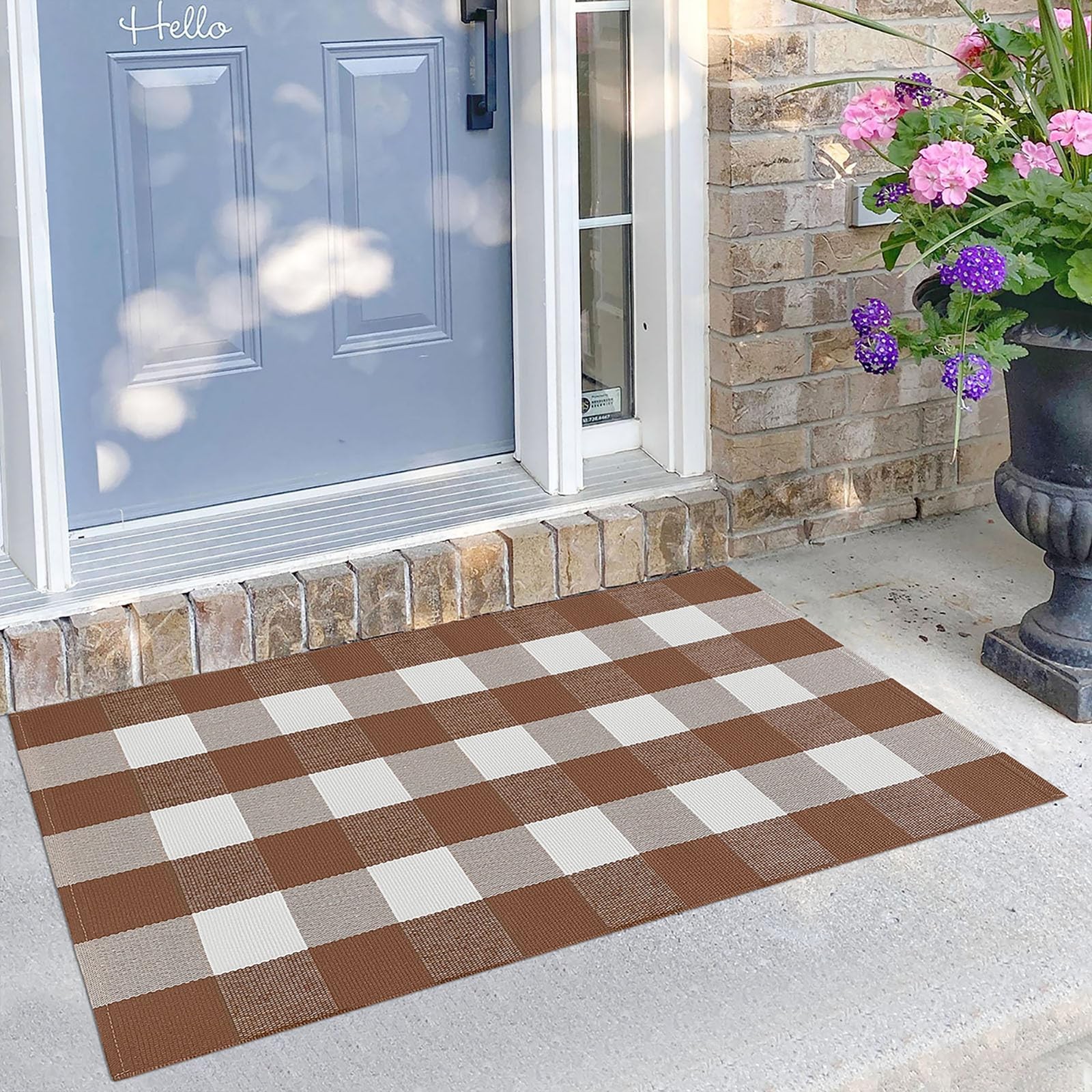 KILOCOCO Buffalo Plaid Checkered Rug 27.5×43 Inches Front Door Mat Outdoor Br…