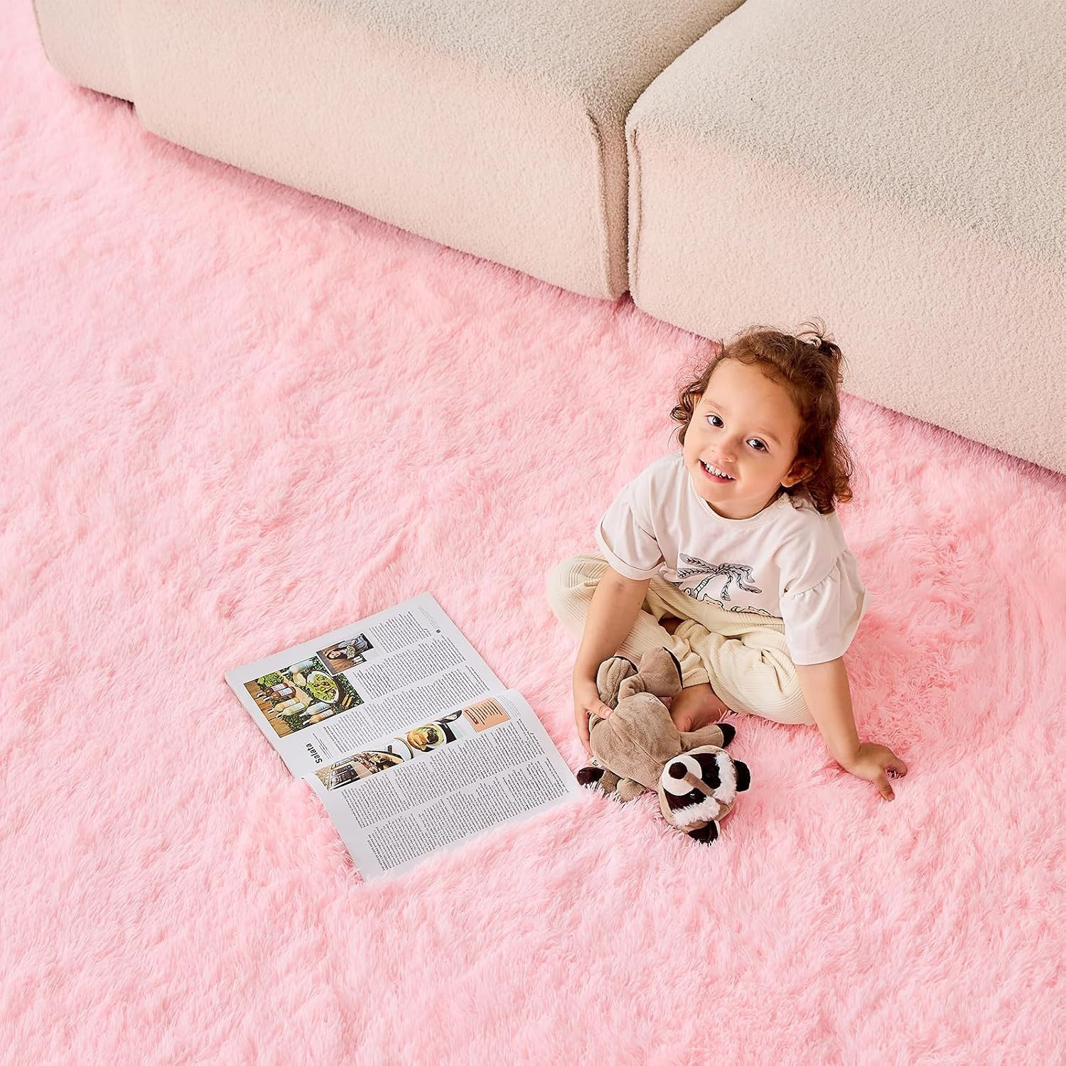 4X6 Pink Rugs for Bedroom, Ultra-Soft Fluffy Area Rugs for Living Room, 4 X 6 Sh