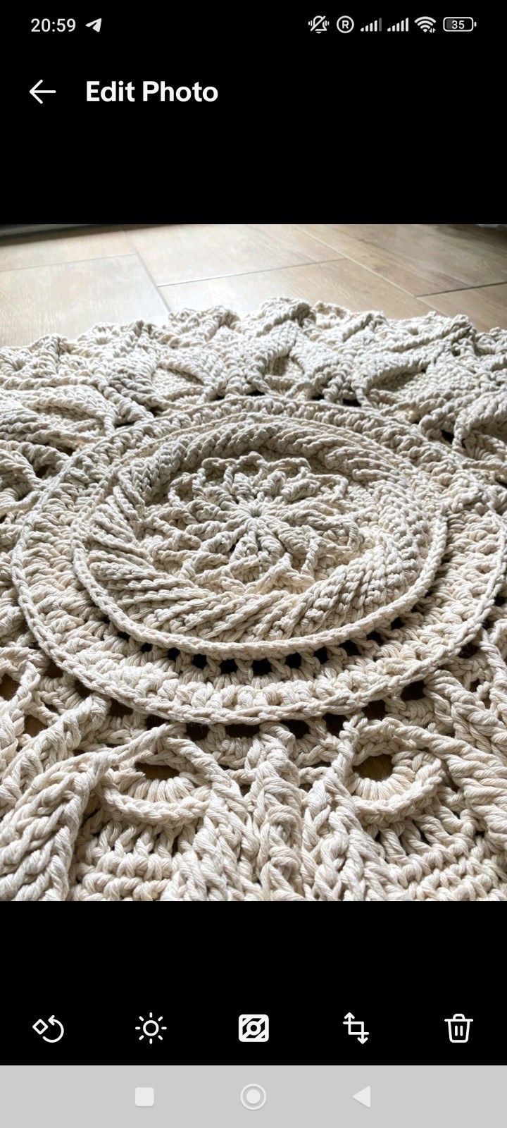 Handmade 3D Mandala Crochet Rug – 100% Cotton, Grey Area Eug, Ukrainian Craft