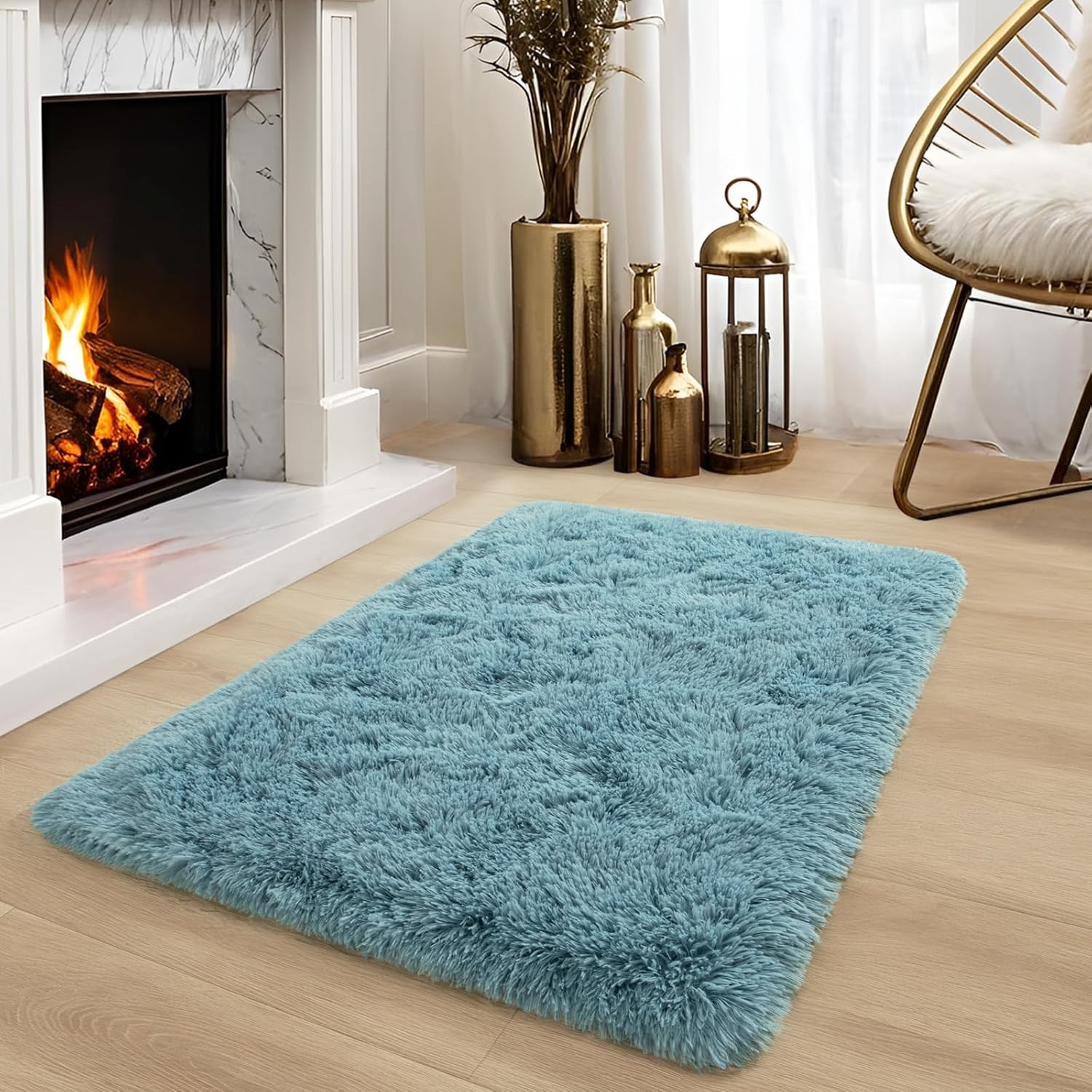 Elegant 2×3 Teal Washable Area Rug – Plush Soft Shag for Bedrooms & Living Rooms