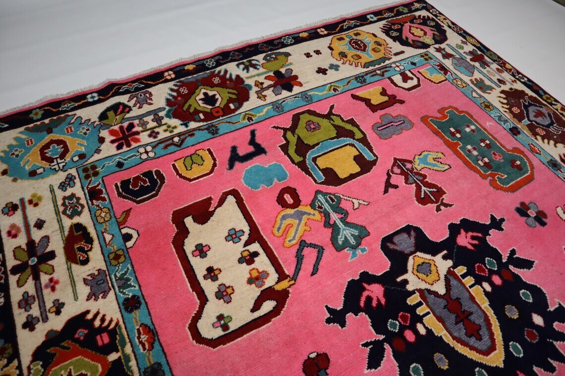 Pink Oushak Rug 8×10 Turkish Oushak Rug Hand-Knotted Area Rug Multicolor Area