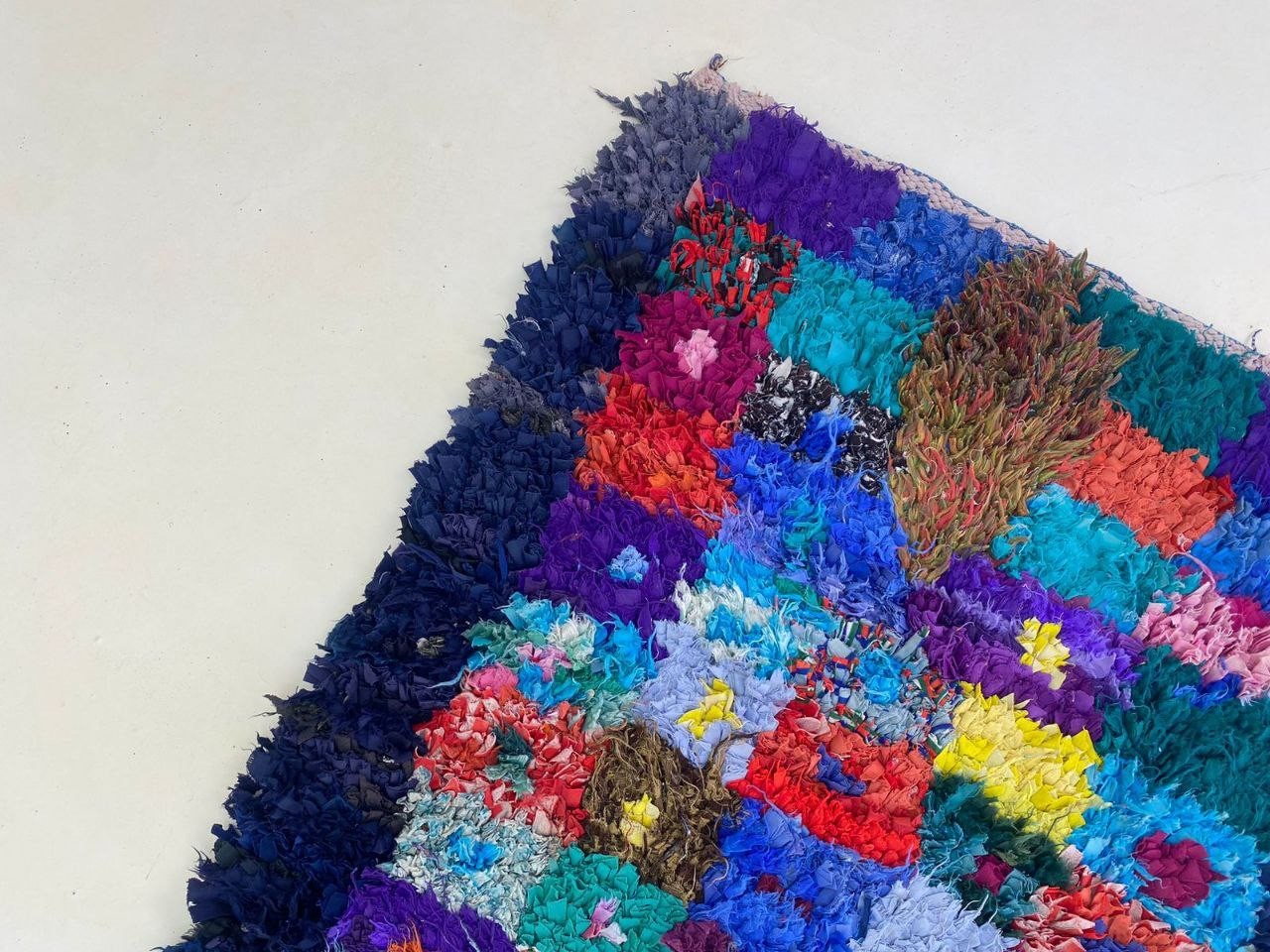 Moroccan Rug Handmade Boucherouite 2’6×8’8 ft Vintage Berber Abstract Tribal Rug