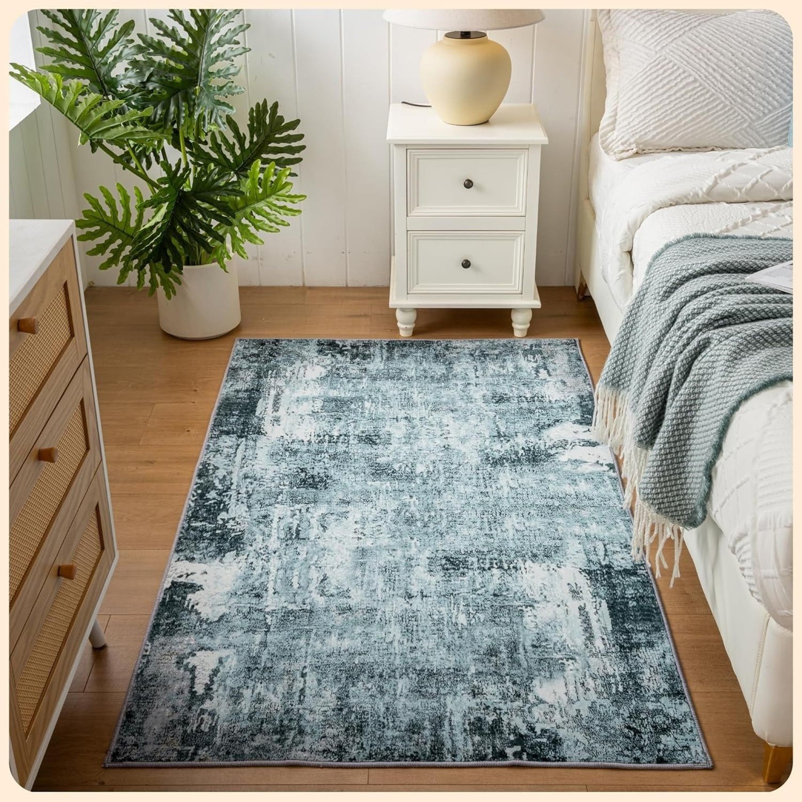 Istana 3×5 Area Rug – Blue Modern Rugs for Living Room 3×5 – Foldable Rugs for B