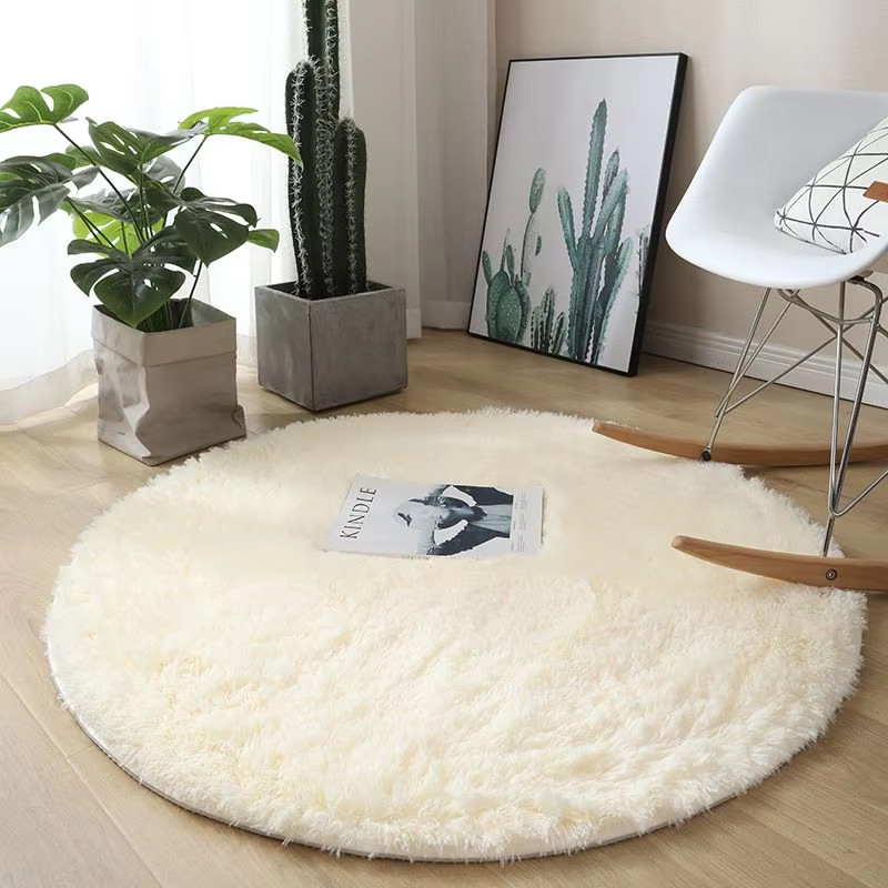 Plush round Carpet Living Room Decoration Super Soft Bedroom Fluffy White Carpet