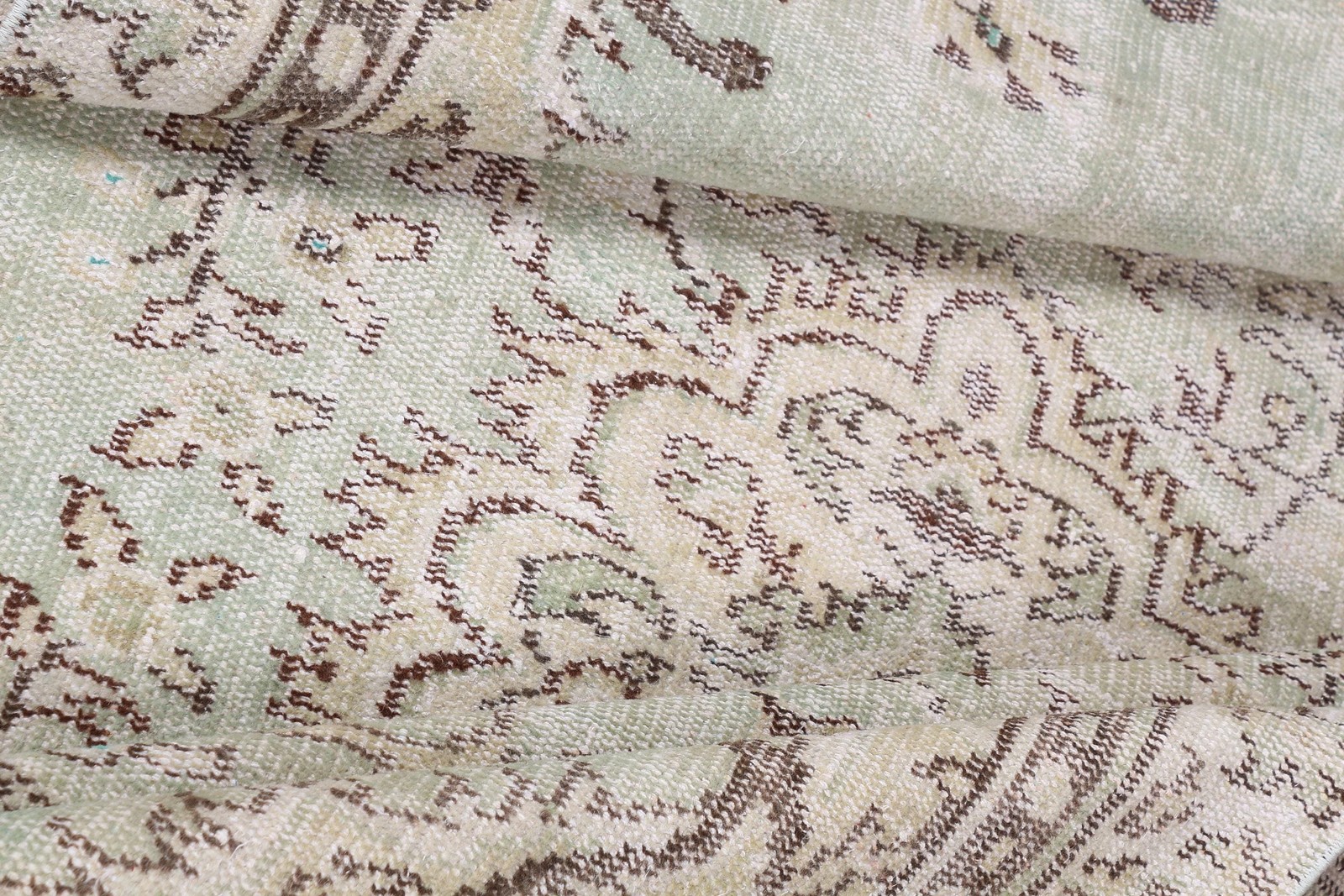 Vintage Rug, 4,6×7,8 ft Turkish Rug, Green Abstract Wool Rug