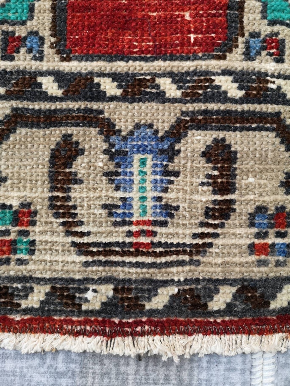 Red Turkish Rug, Small Vintage Decor Rug (1.9 x 3.8 ft)