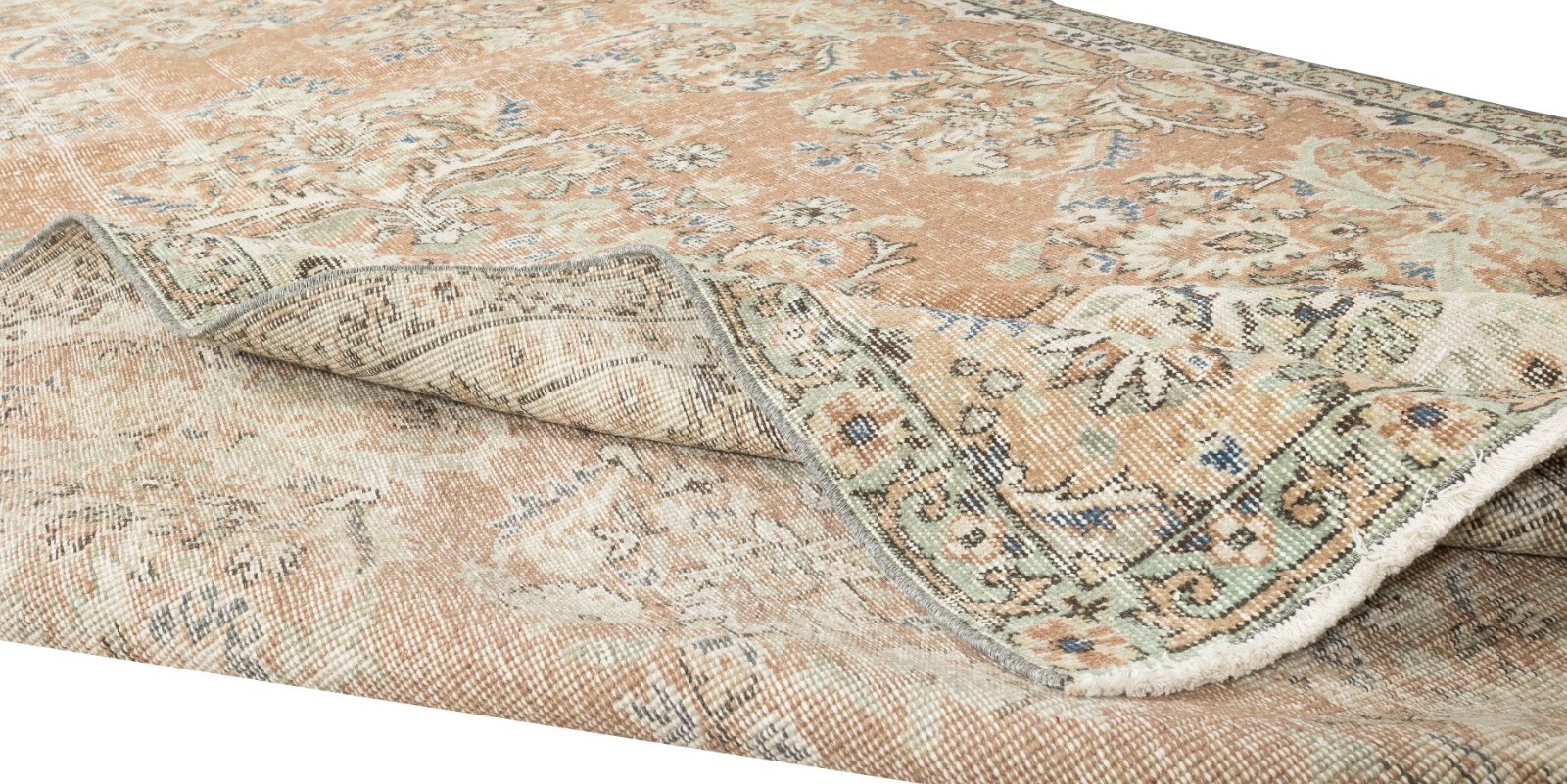 6.5×10.2 Ft Hand Knotted Vintage Oushak Rug, Traditional 1960s Floor Covering