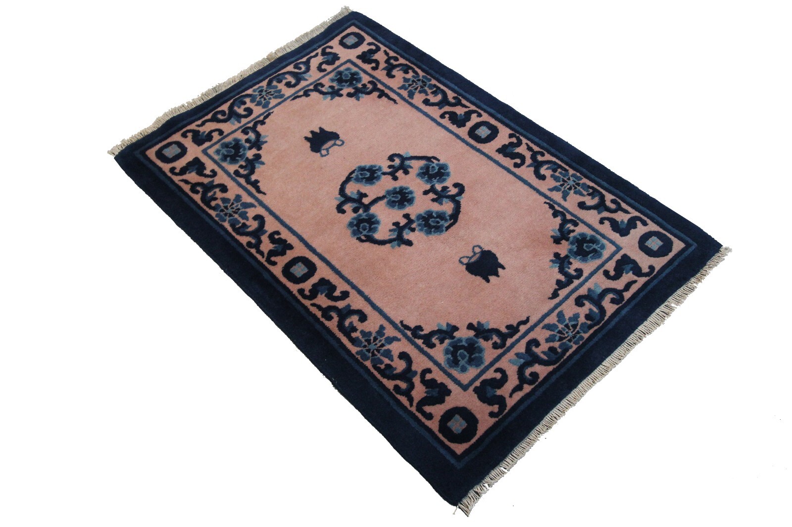 2×3 Antique Art Deco Chinese Handmade Rug Pink Purple 61cm x 91cm