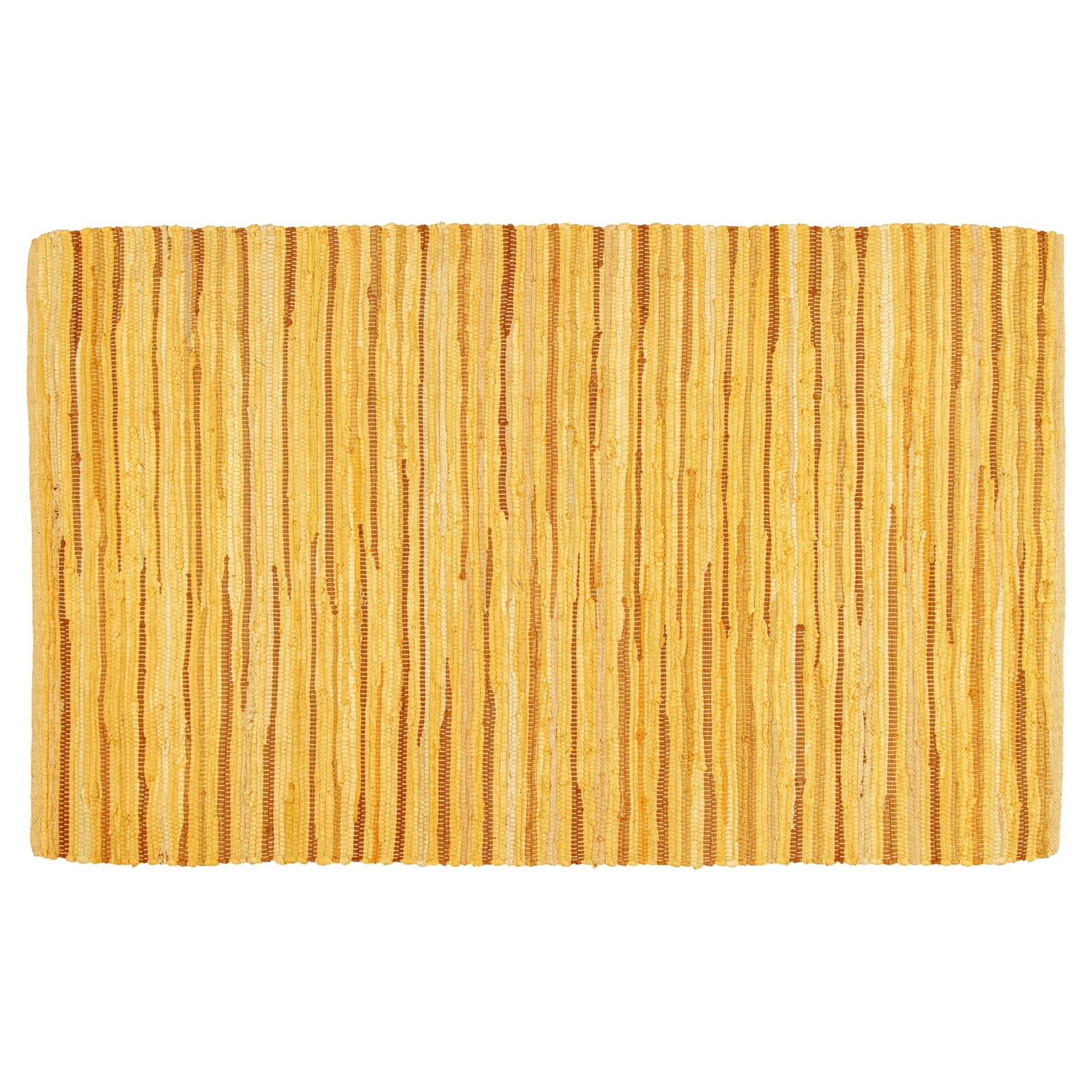 100% Cotton Hand Woven Tonal Chindi Rag Rug 3’x5′ – Mustard, Recycled Reversi…