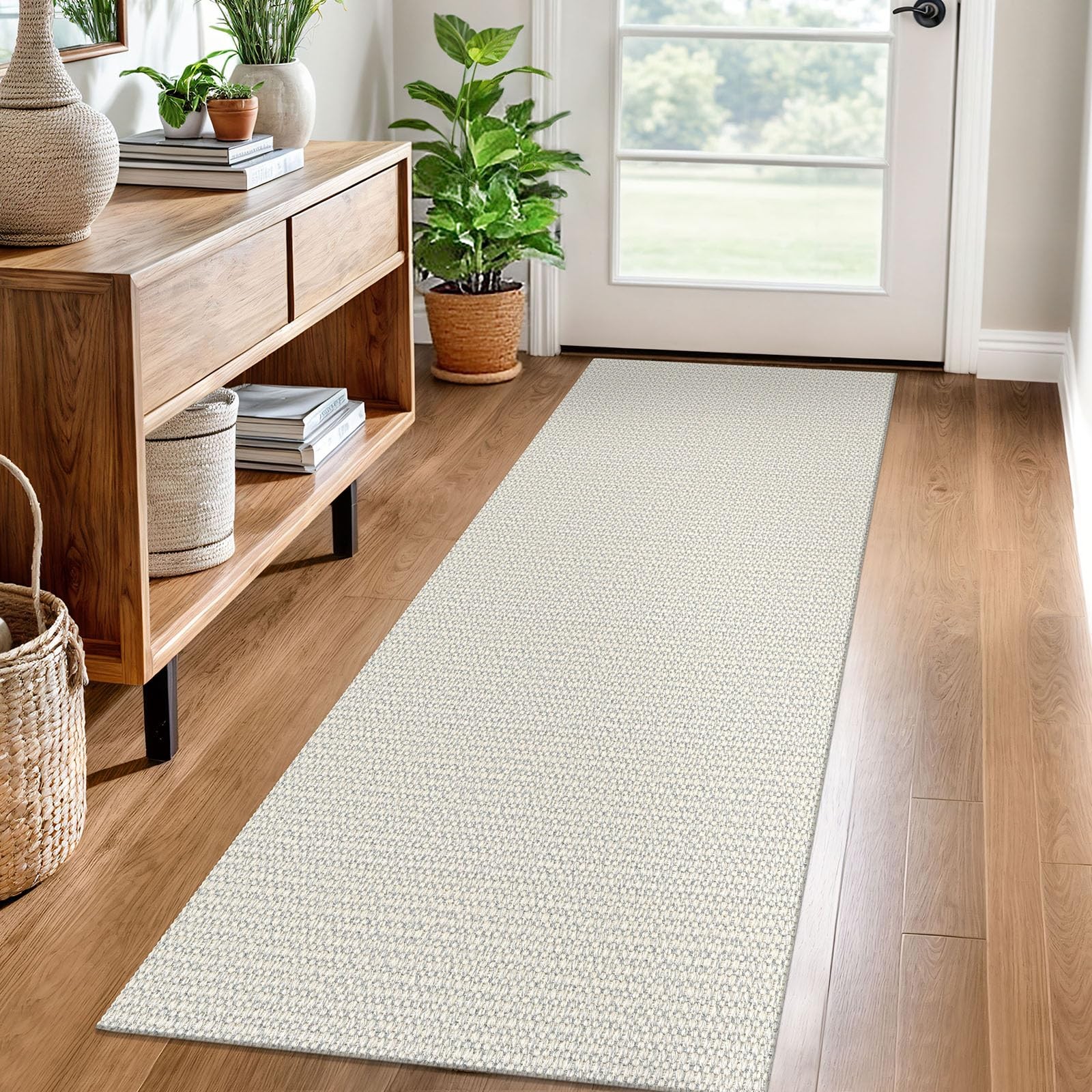Woven Runner Rug 2×6 Ft Washable Runners for Hallways Cotton Rubber Backed Ki…