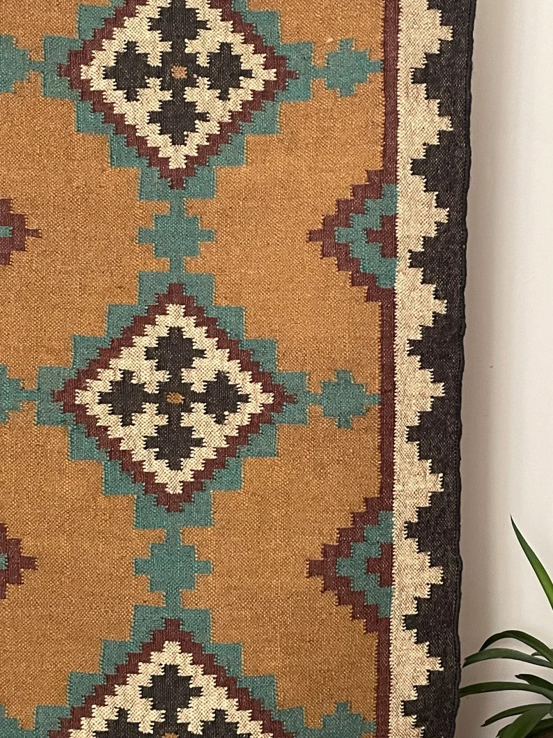 southwestern kilim rug Wool Jute Vintage Kilim Rug moroccan navajo rug tribal