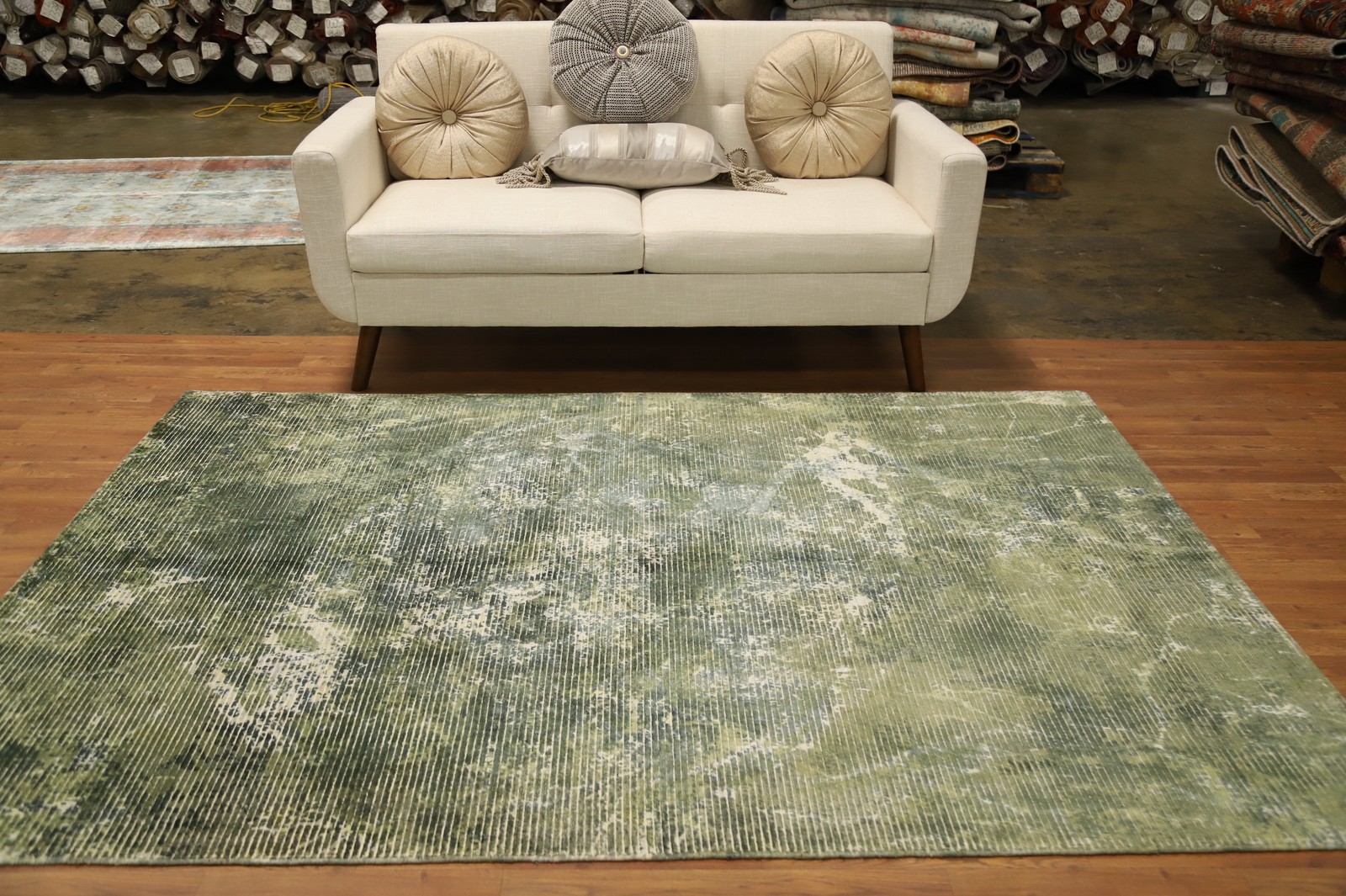 Artistic Abstract Area Rug 5×8 Handmade with Rustic Charm Forest Whispers Carpet