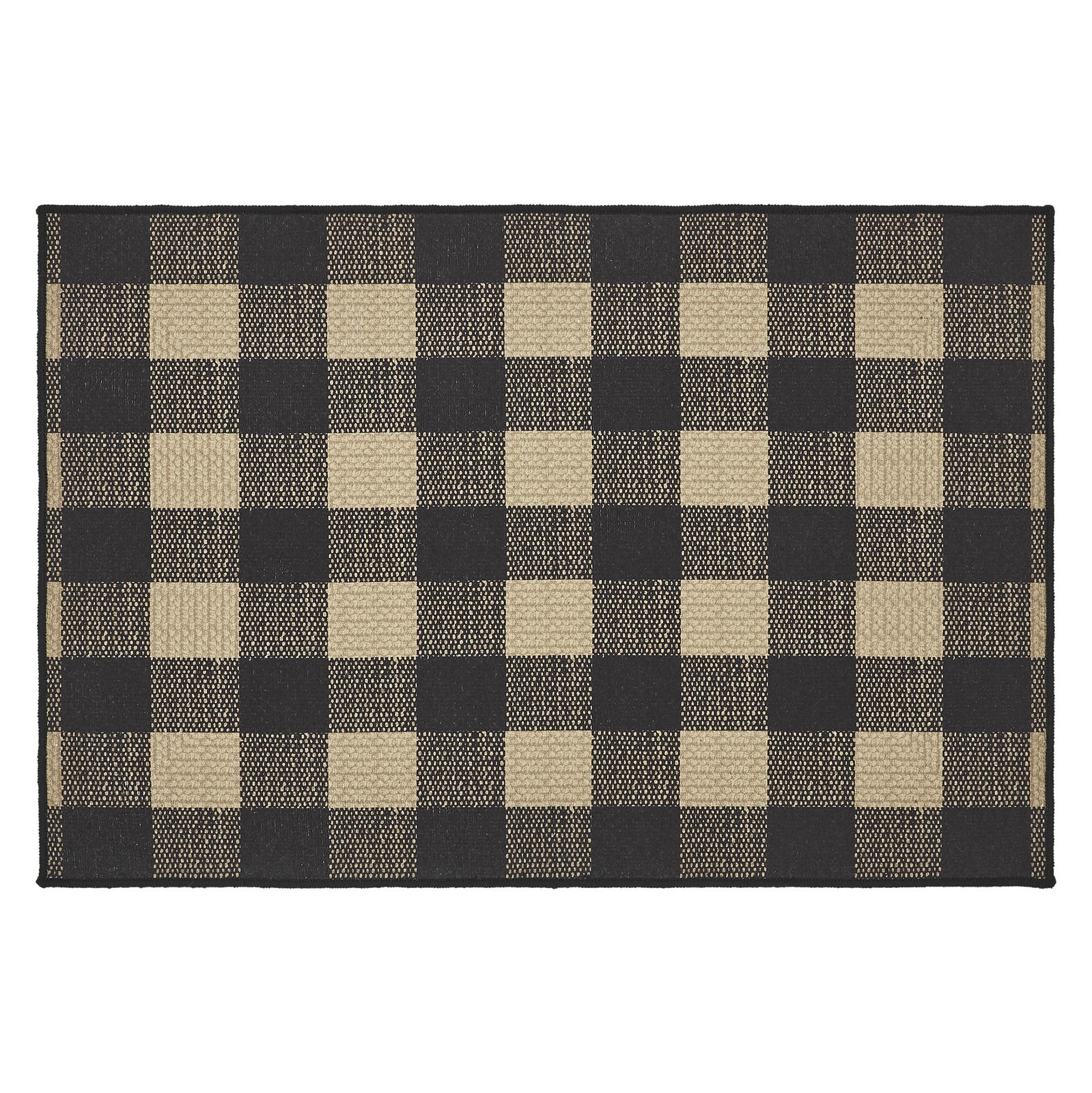 Black Check Indoor/Outdoor Rug Rect 24×36 VHC Brands