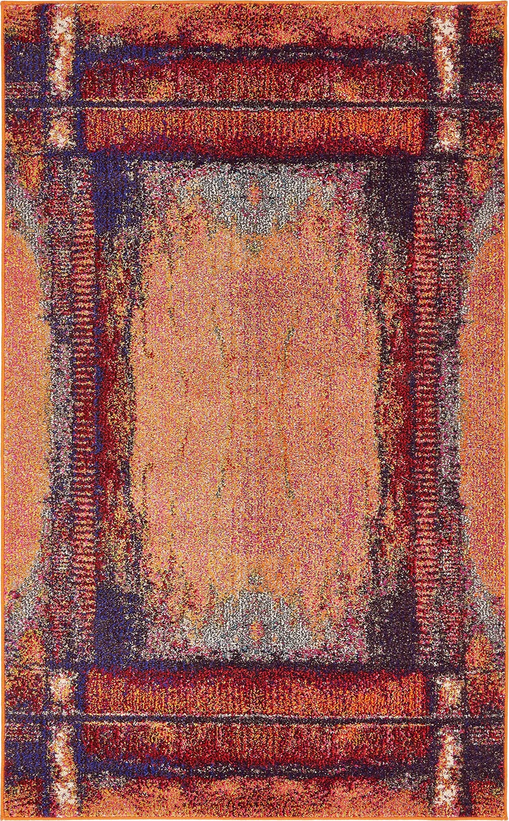 Unique Loom Estrella Collection Rustic Distressed Modern Abstract Area Rug 3 3