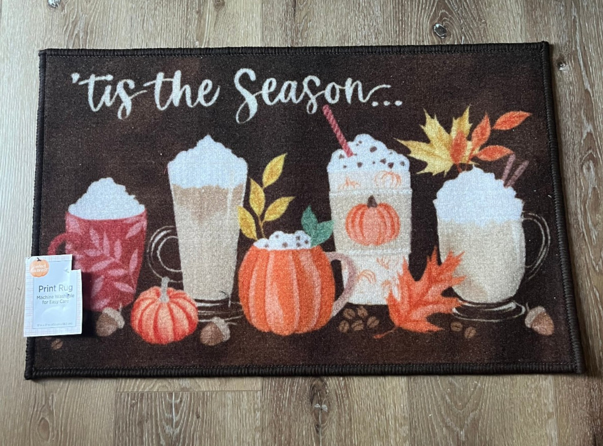 Print Area Rug ‘TIS THE SEASON Fall Autumn New NWT Perfect Harvest