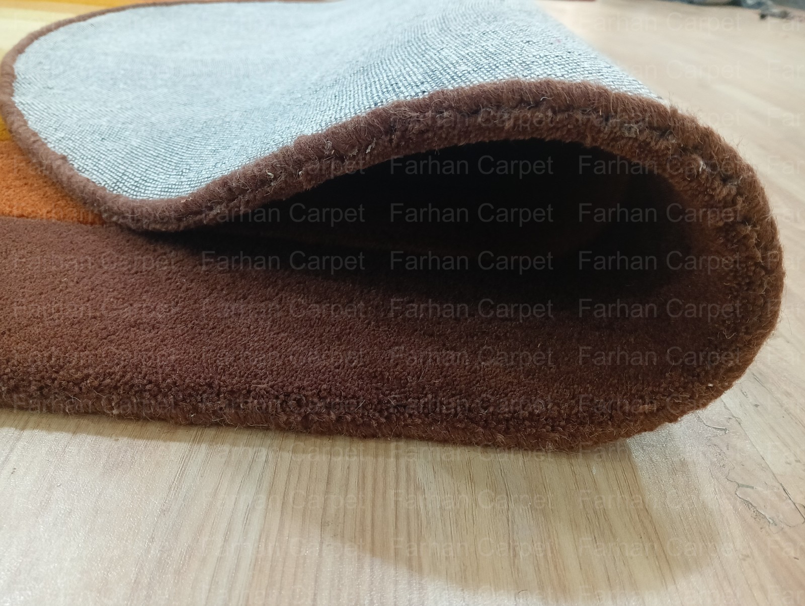 Hand Tufted Wool Oval Rug Retro Modern Brown Orange Living Room Carpet