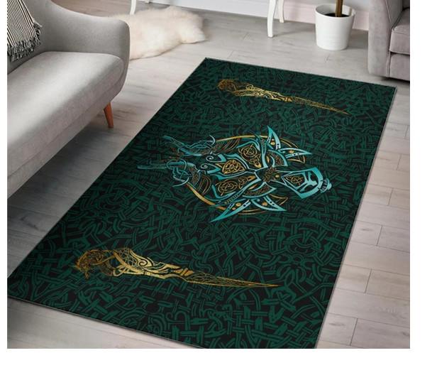 Viking Dragon Runic Head Rug Carpet 120 x 160CM art mat