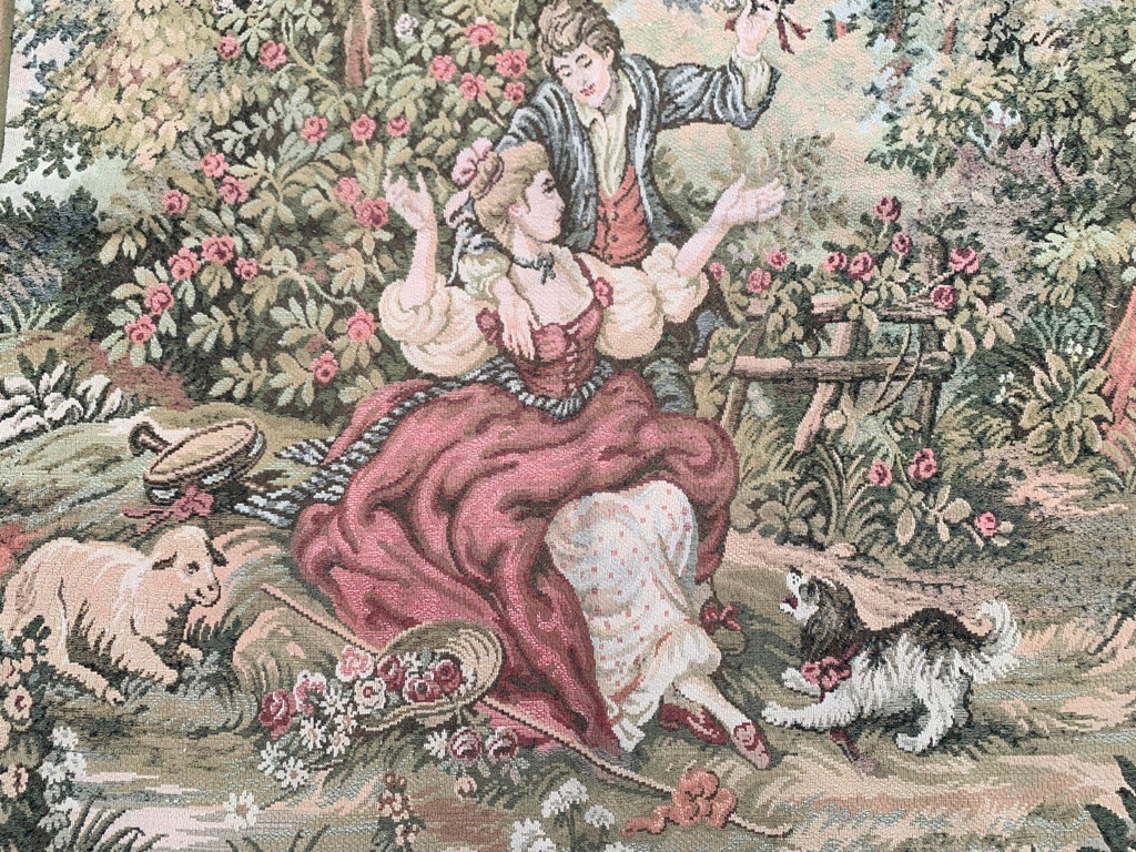 Vintage Tapestry, French Tapestry Pictorial Romantic Tapestry Home Decor 4×5 ft
