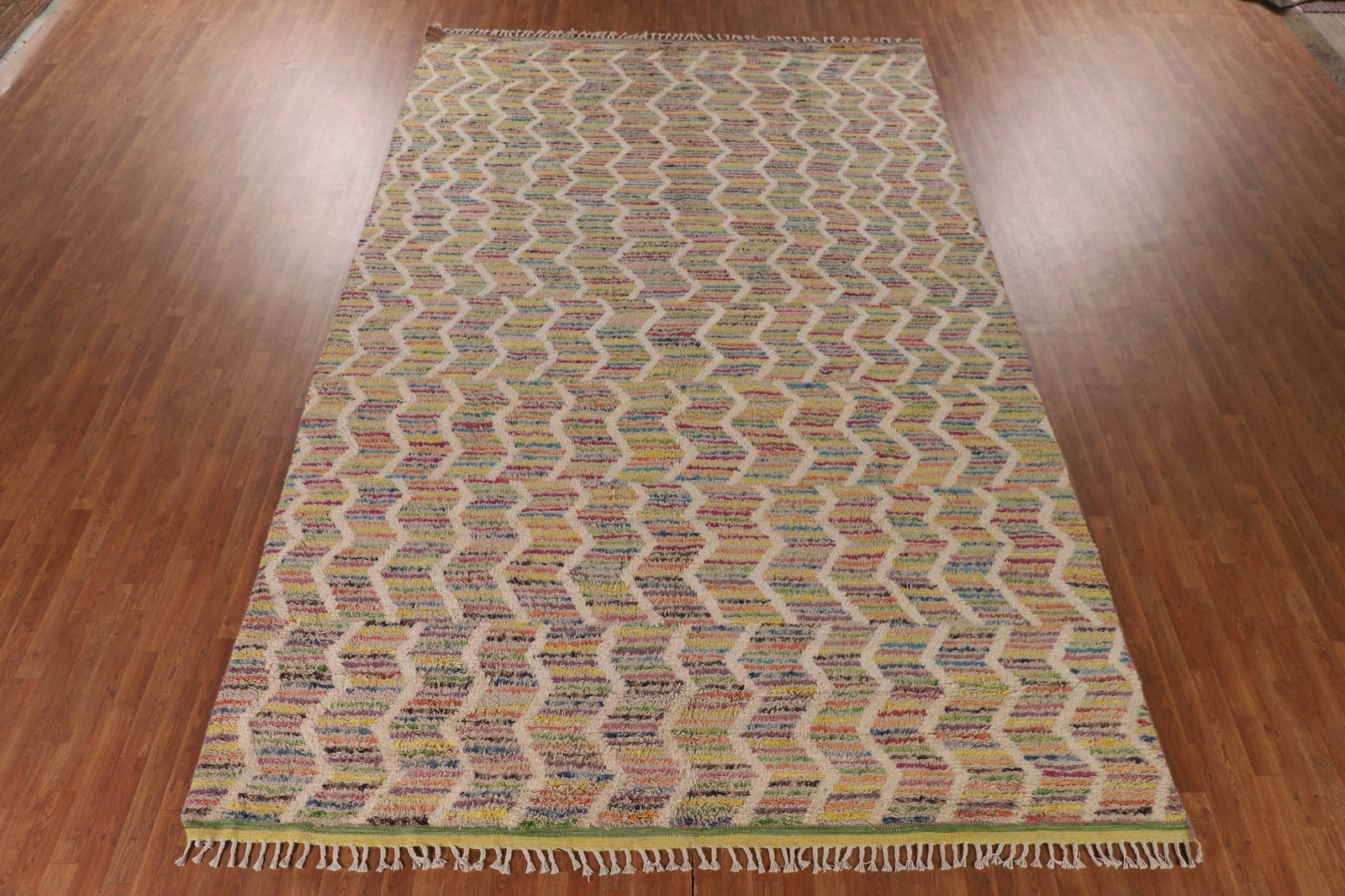 Chevron Pastel Color Wool Berber Handmade Moroccan Oriental Large Rug 9×15