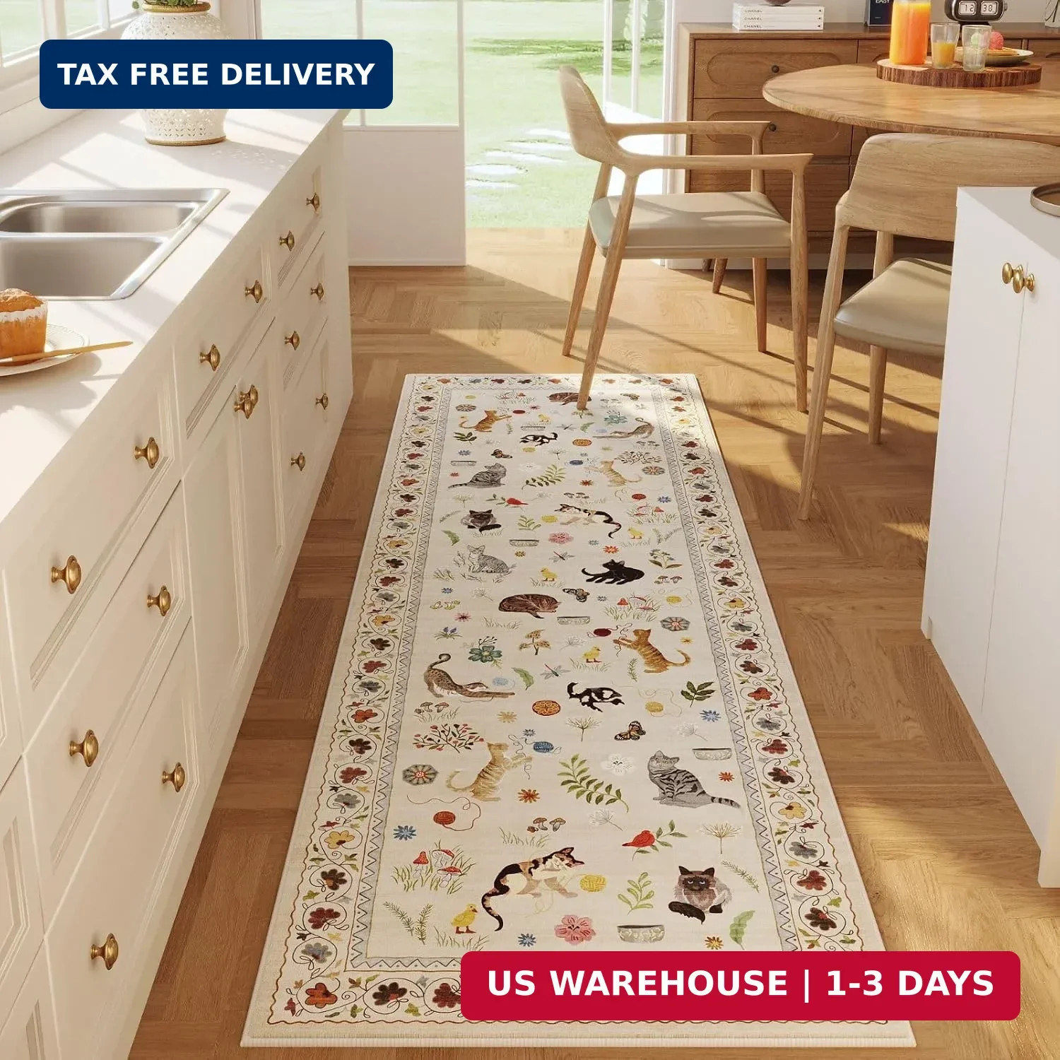 Rugcomf Runner Rug for Kitchen Non Slip 2’6”x8′ Washable Rugs with Rubber Backi