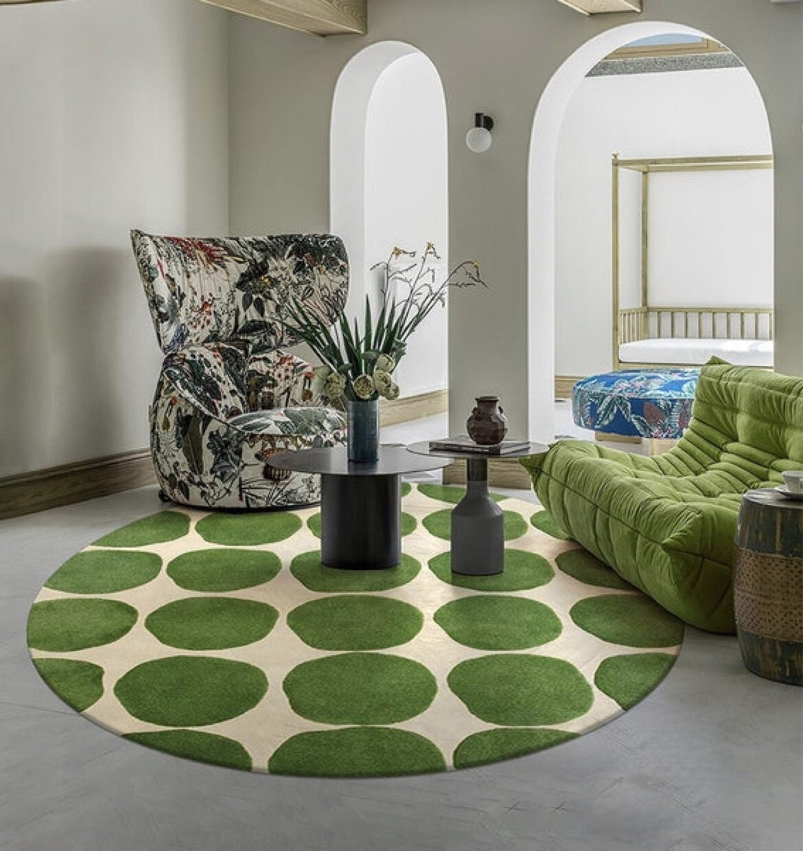 Olive Green and Beige Hand-Tufted Wool Handmade Area Rug Without Tariff & duty