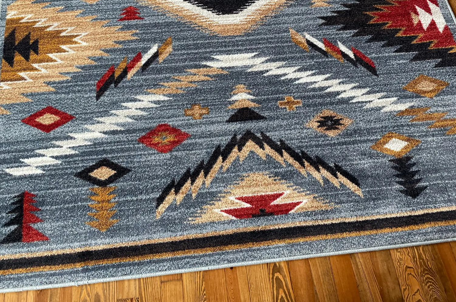 American Dakota Interlaced Gray Stone Southwestern Country Lodge Area Rug 5’x8′