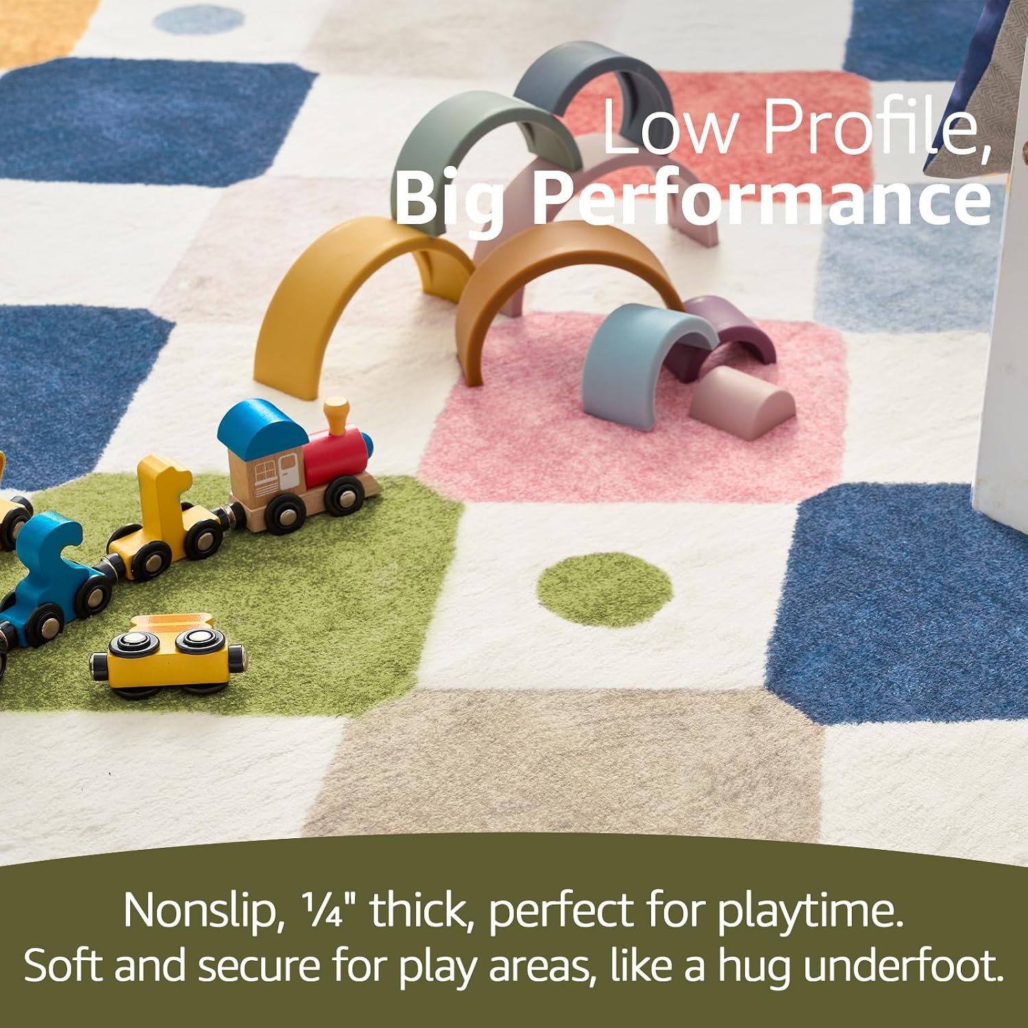 Macy 5X7 Area Rug for Kids Room Modern Colorful Nursery Rug Checkered Diamond Pl