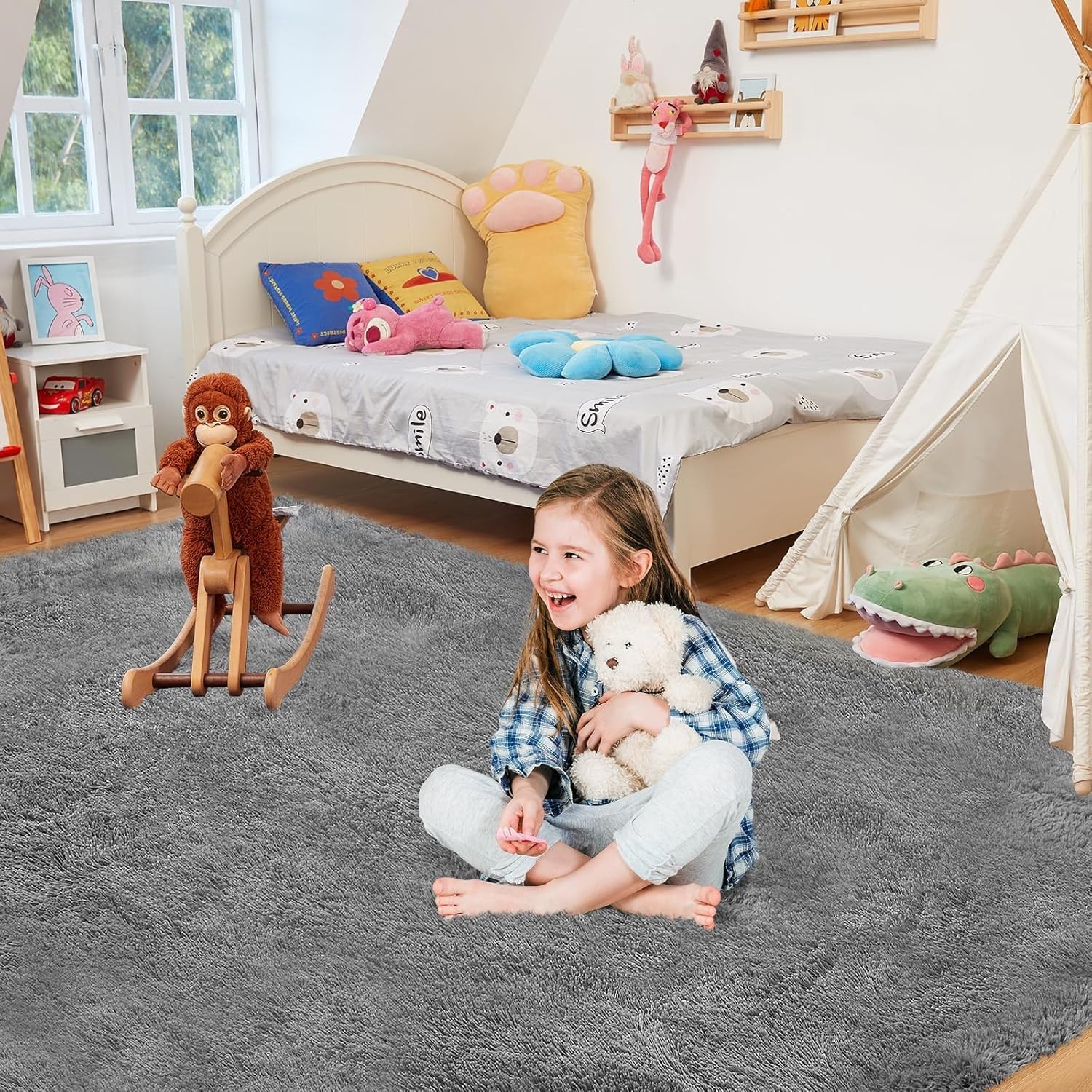 Shag Area Rugs Plush Fuzzy for Living Room Bedroom Nursery Soft Fluffy Carpet