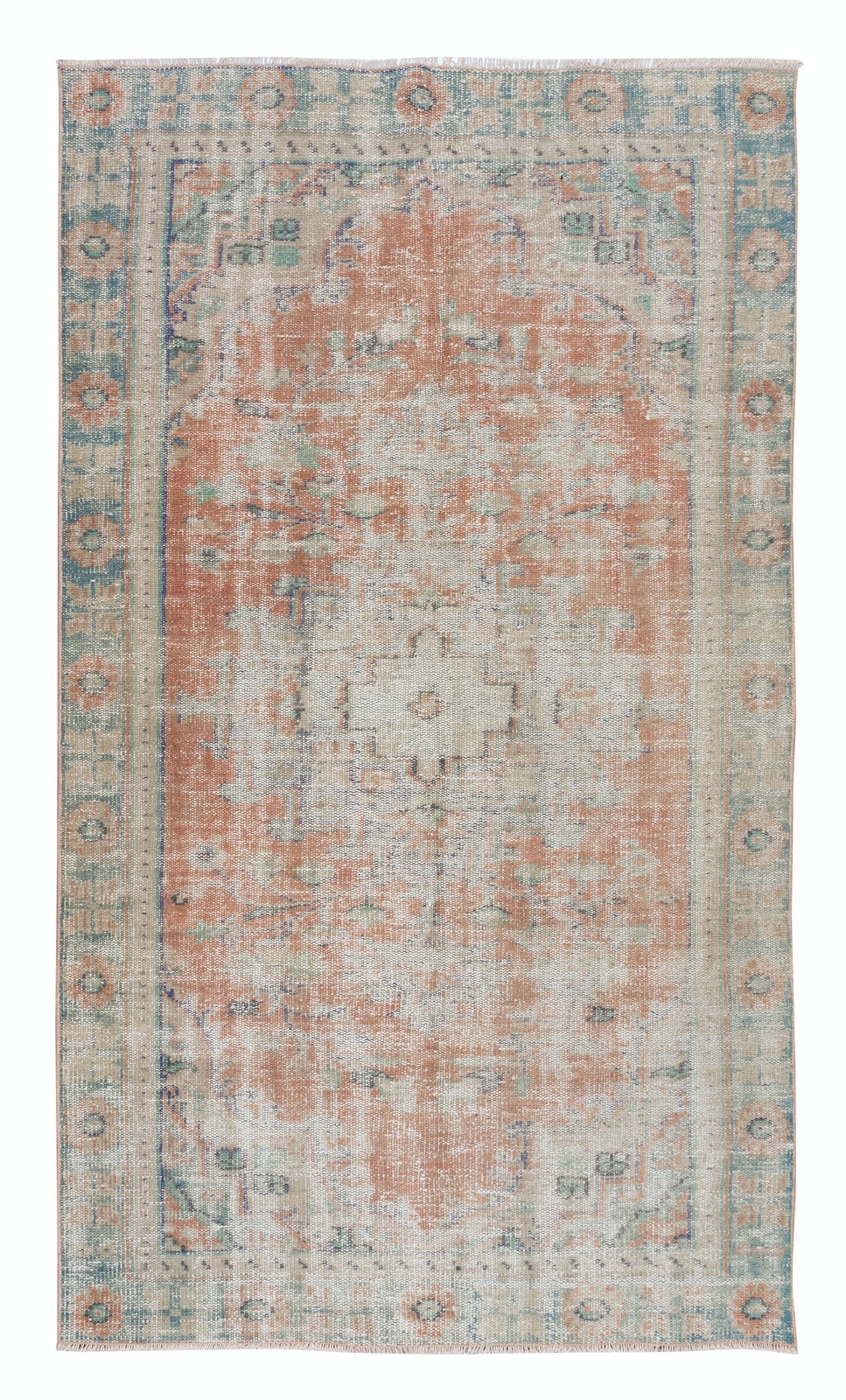 4.8×8.3 Ft Shabby Chic Vintage Handmade Anatolian Area Rug for Farmhouse Decor