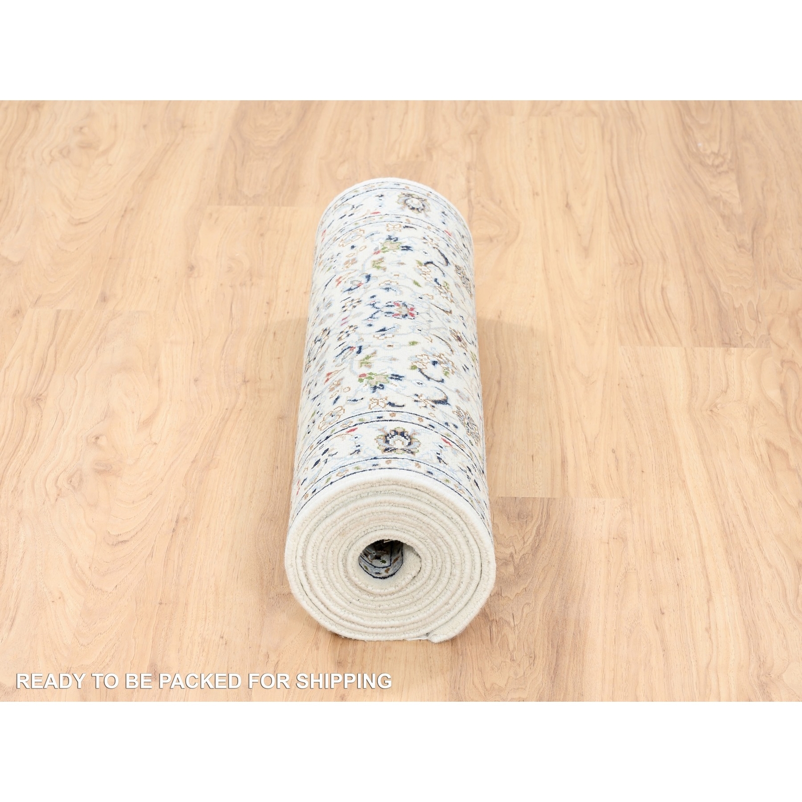 2’10 x 10 Wool and Silk Ivory Nain All Over Design Hand Made Runner Rug G11197