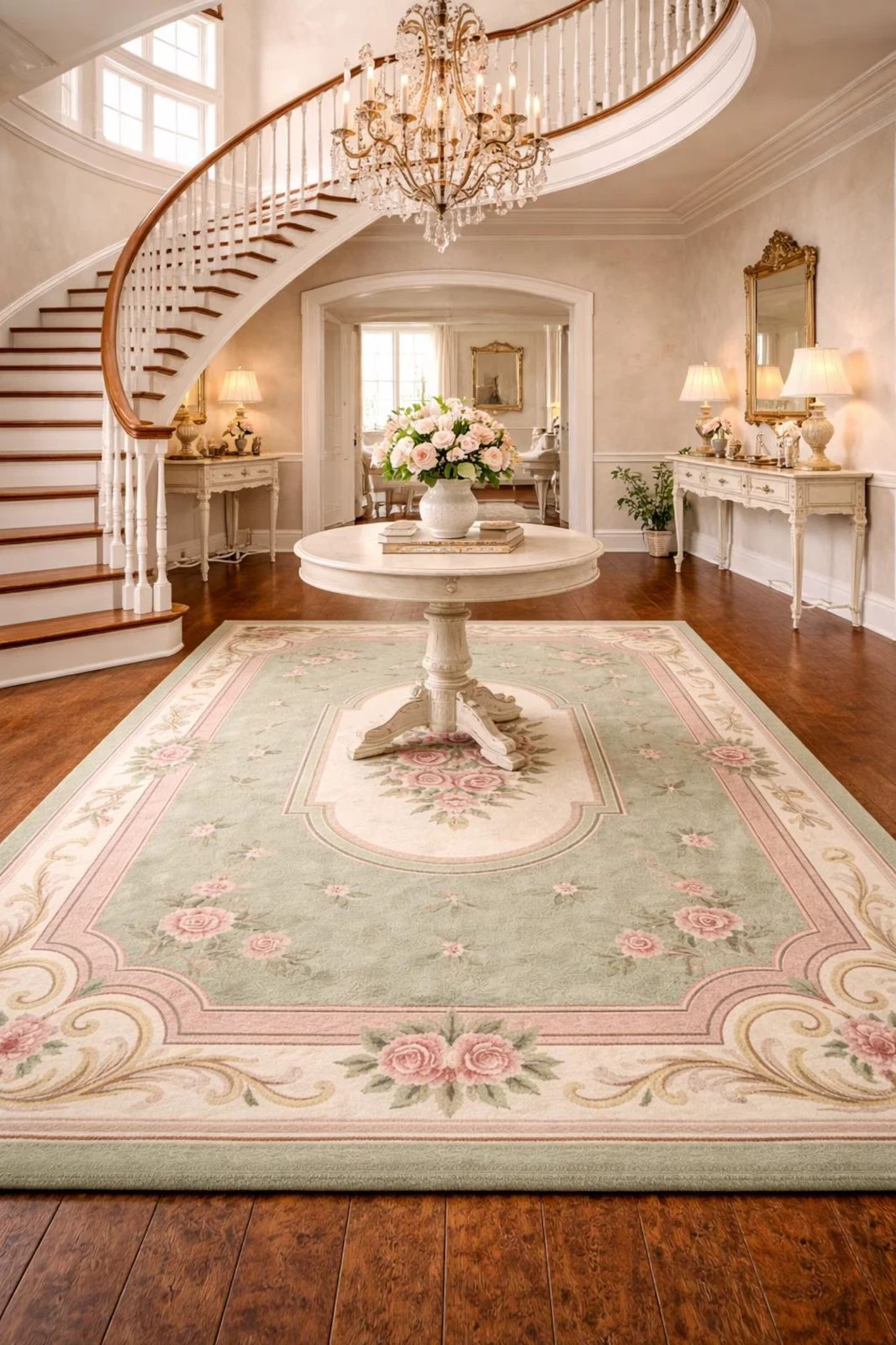 Hand Tufted New Zealand Wool Rug, Rose Design Handmade Area Rug Carpet
