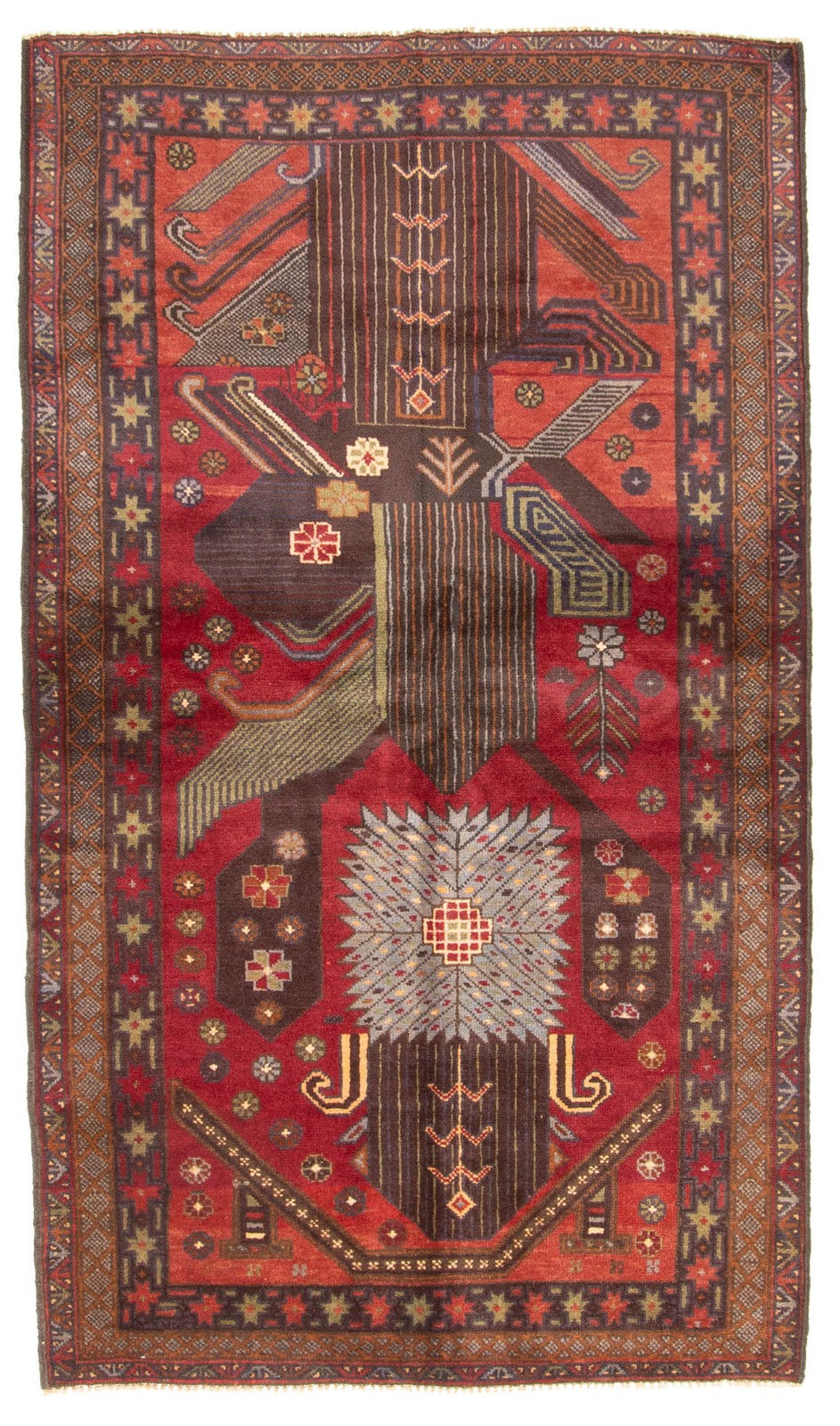 Vintage Hand-Knotted Area Rug 3’7″ x 6’4″ Traditional Oriental Wool Carpet