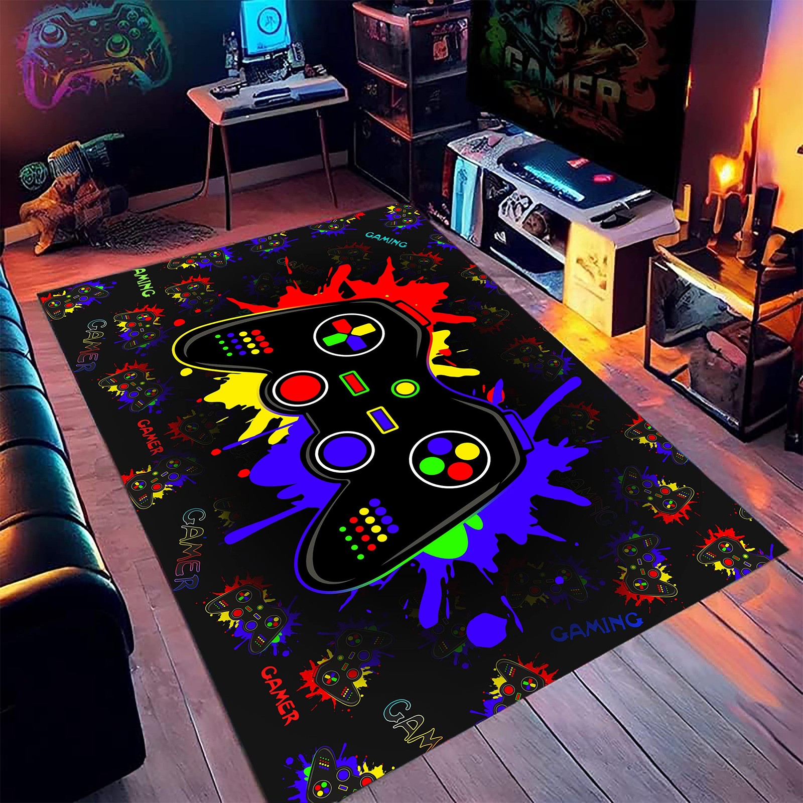 Gamer Gaming Rugs for Boys 3.3×5 FT Game Controller Gamer Modern Area Rugs Ca…