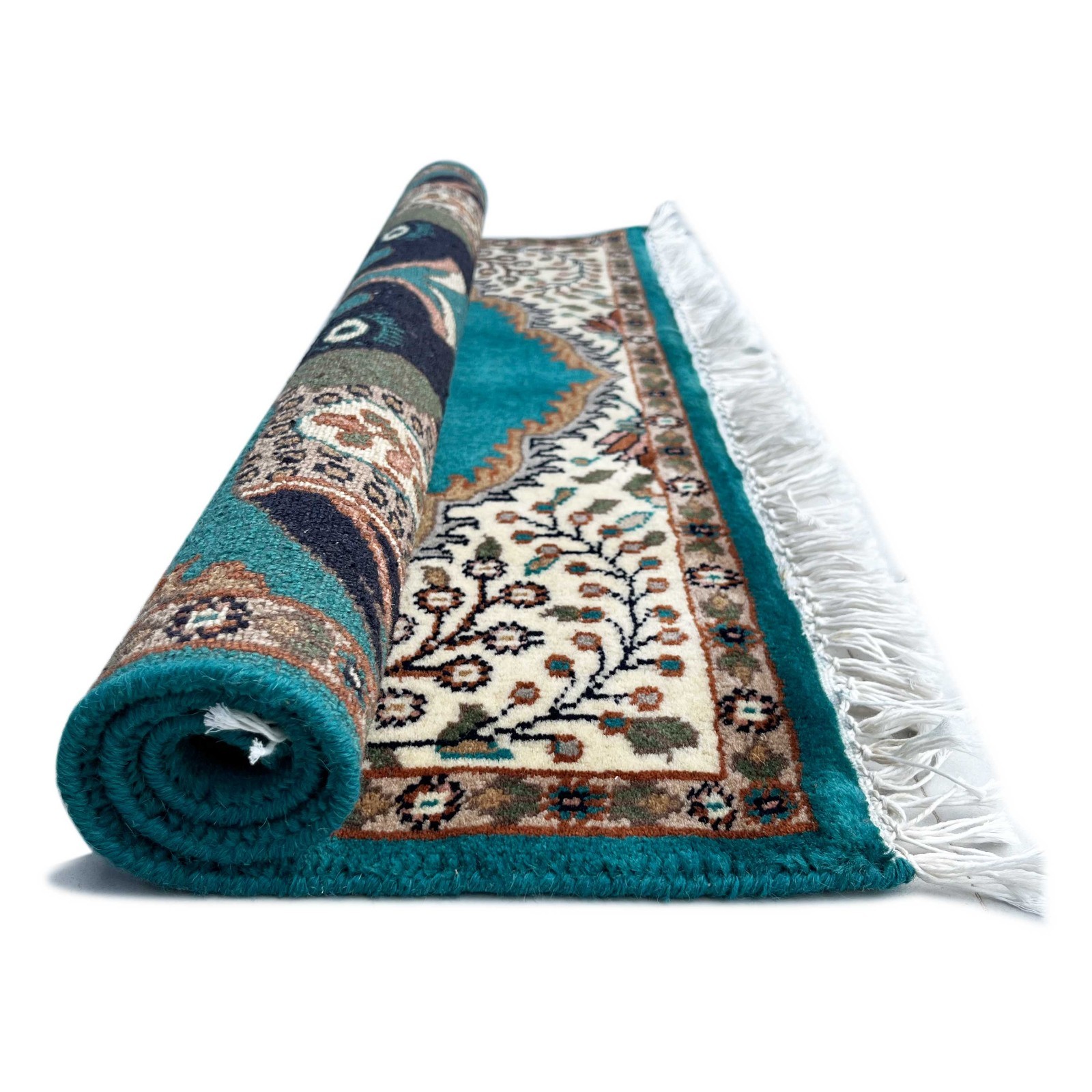 Hand Knotted Woolen Rug 3×2 ft (90 x 60 cm), Jaipuri Elephant, Turquoise