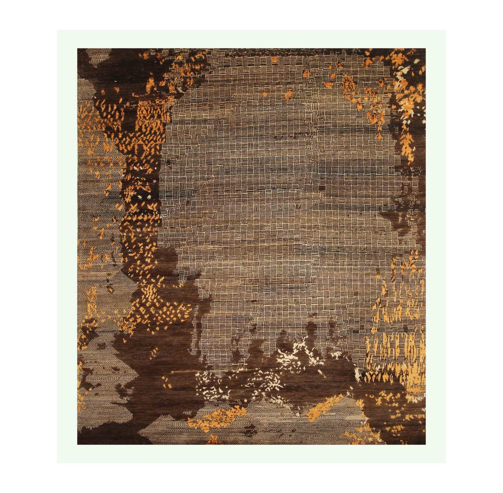 8×10 ft Brown Afghan Hand Knotted Wool Modern Area Rug