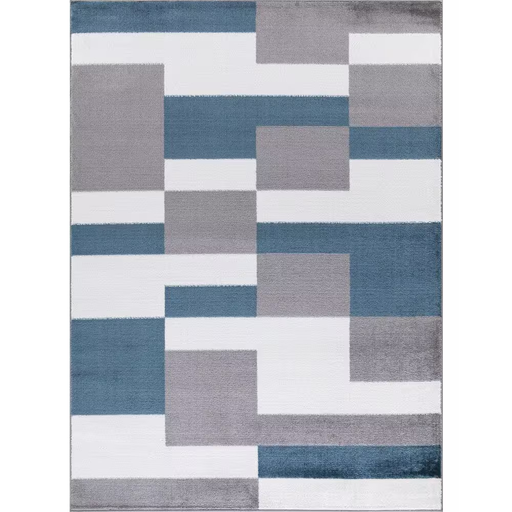 Madison Collection Squares Gray 3 Ft. X 4 Ft. Area Rug NEW