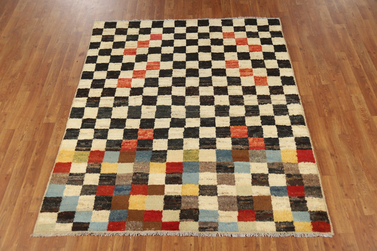 Custom Luxury Hand-Knotted Moroccan Wool Rug Modern Home Decor 5×6 ft