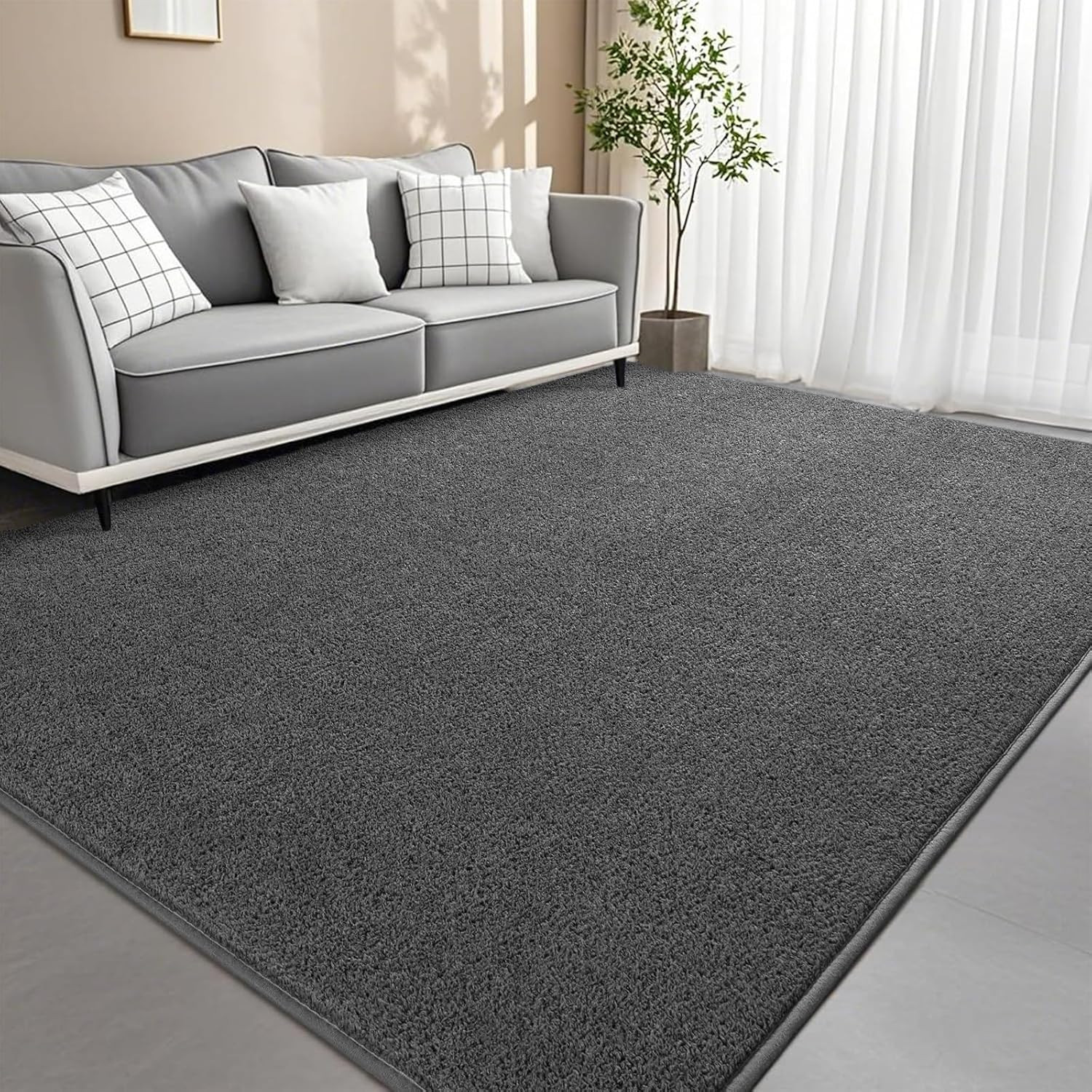 4X6 Feet Grey Area Rugs for Bedroom, Indoor Washable Memory Foam Rug for Living