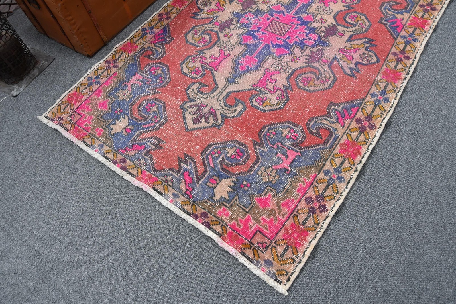 Vintage 4,3×6,6 ft Area Rug, Turkish Rug, Red Oriental Rug
