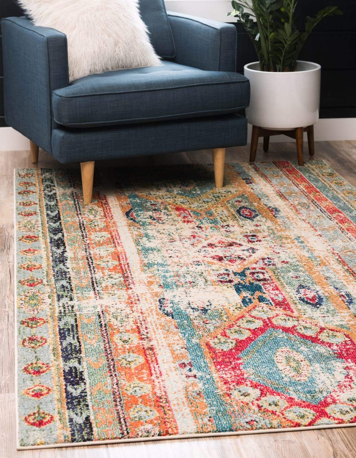 Sedona Distressed Vintage Area Rug 10’6″ x 16’5″ Blue/Beige Southwest Style