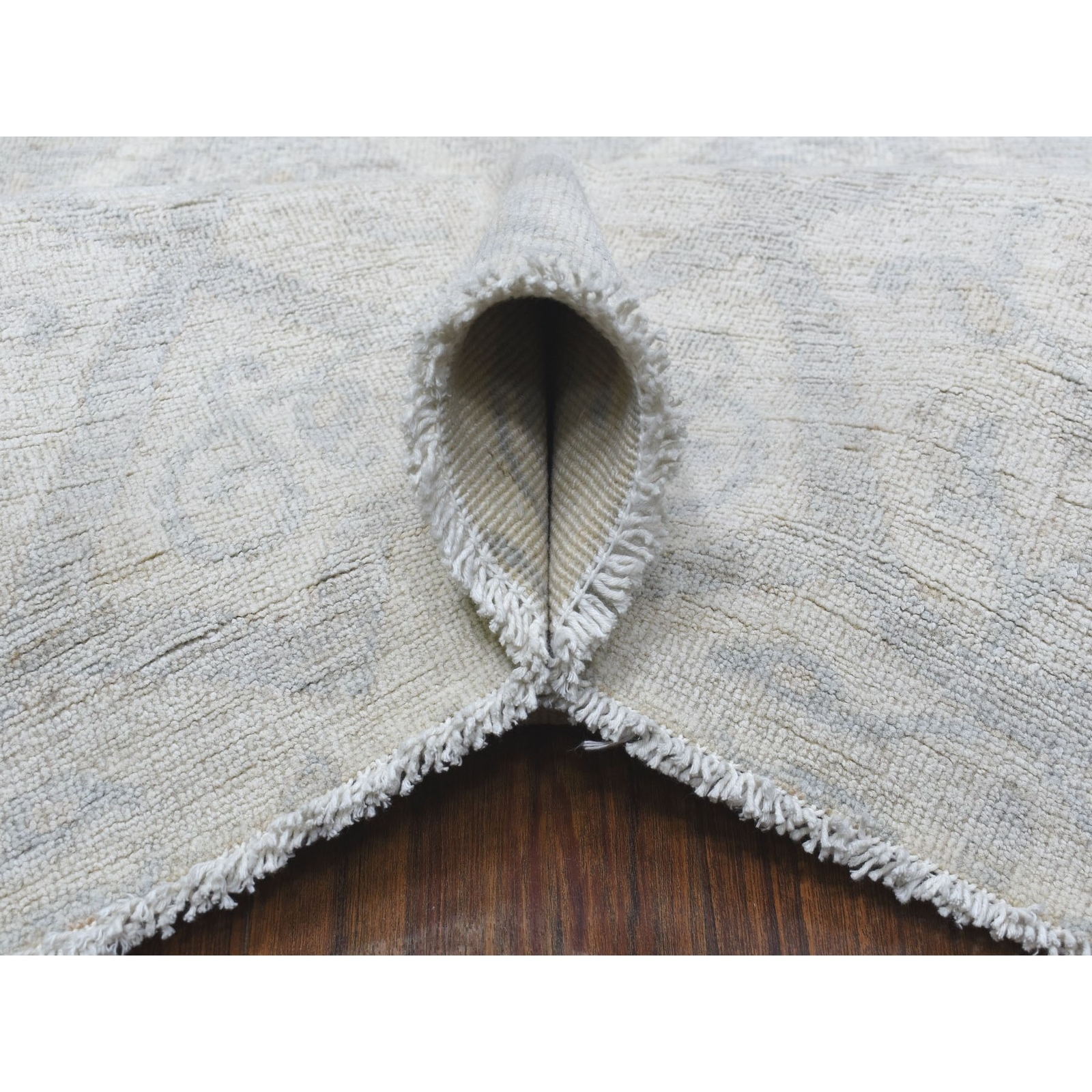8’x9’9″ Ivory White Wash Peshawar Natural Wool Hand Knotted Oriental Rug R56732