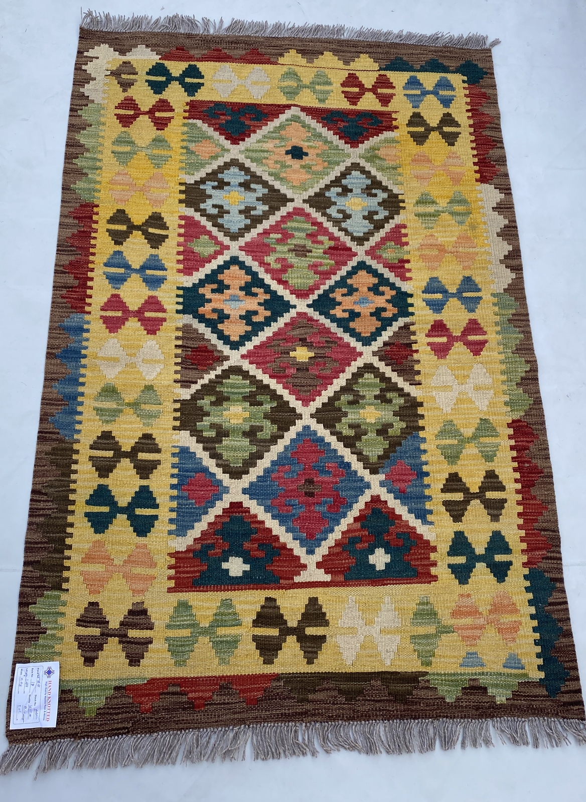 3×5′ Multi-Color Yellow Kilim Rug K-64