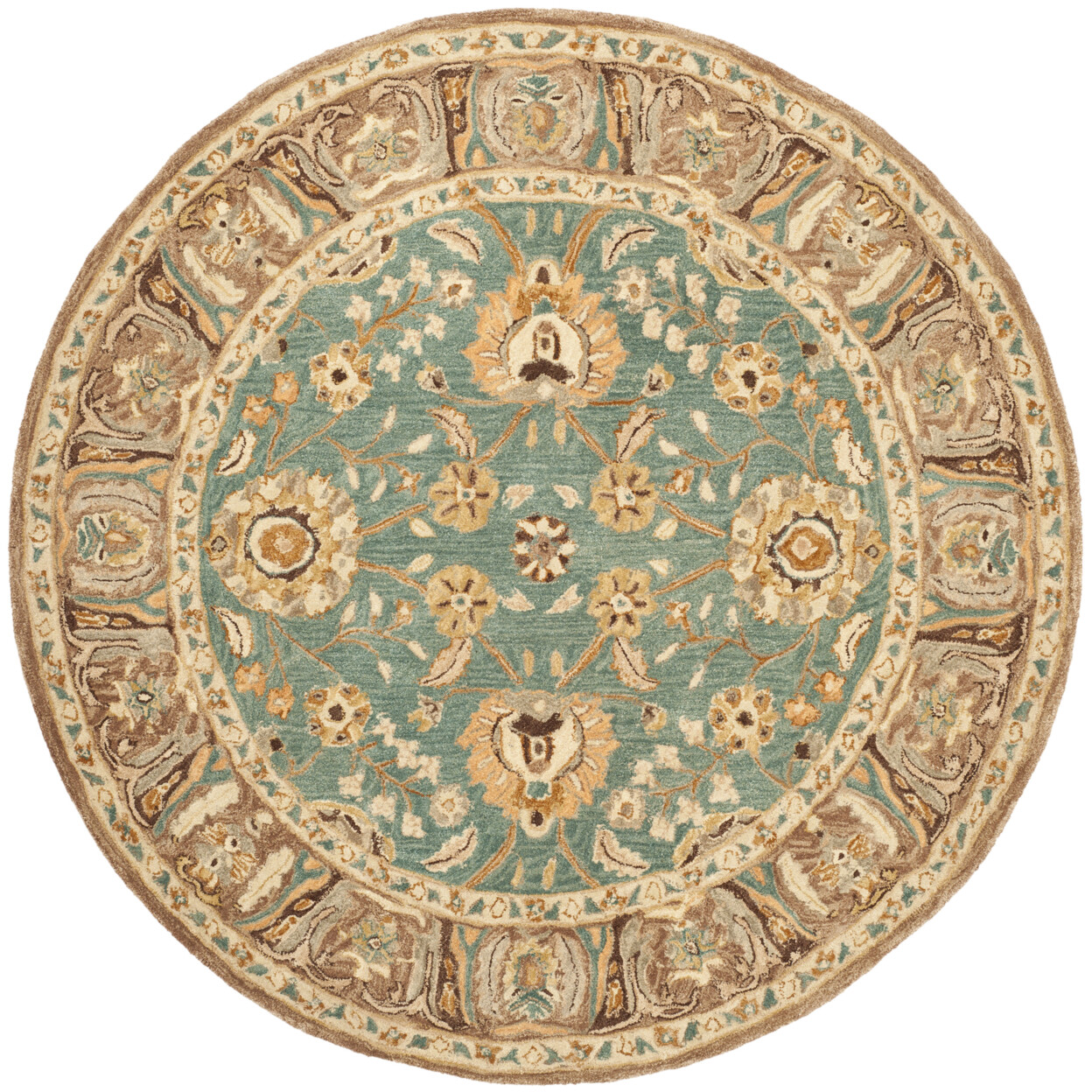 SAFAVIEH Anatolia AN558D Handmade Teal / Camel Rug