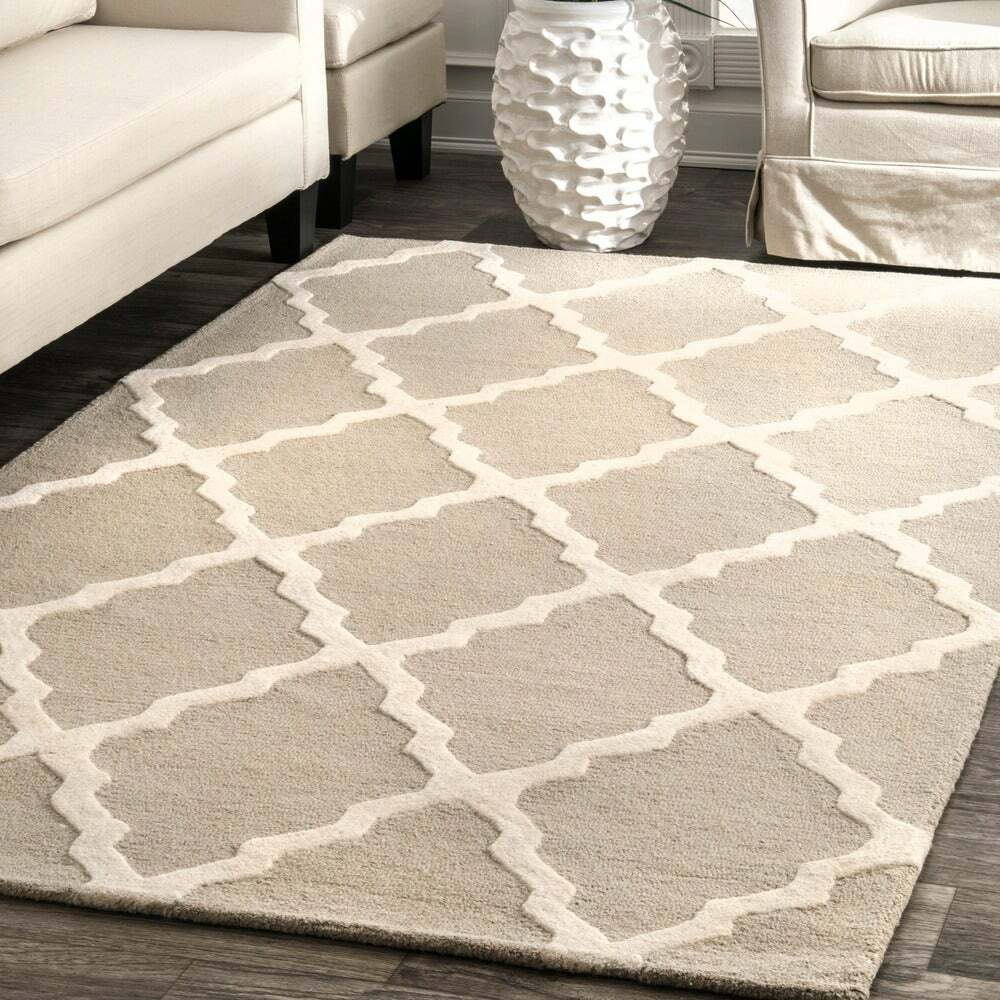 nuLOOM Handmade Alexa Moroccan Trellis Wool Area Rug 2 6 x 8 Runner Tan