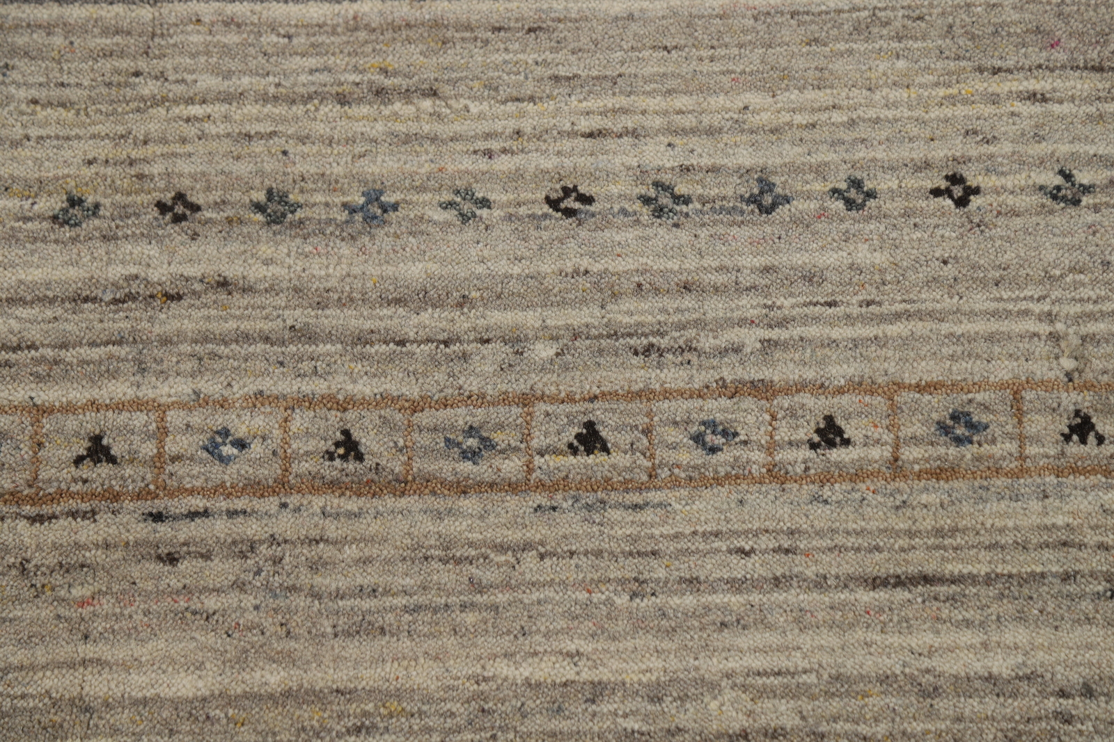 Artisan-crafted Beige Gabbeh Rug Wool Handmade Carpet 7×10 ft