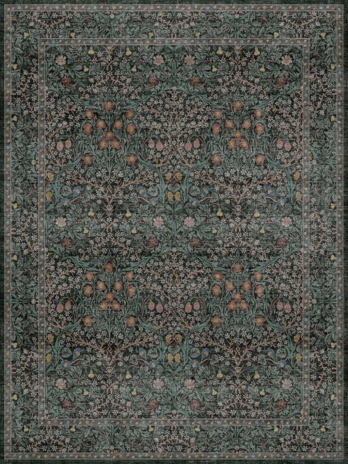 Dining Room Rugs for Under Table – 6×8 Washable Dark Green Area Rug for Livin…